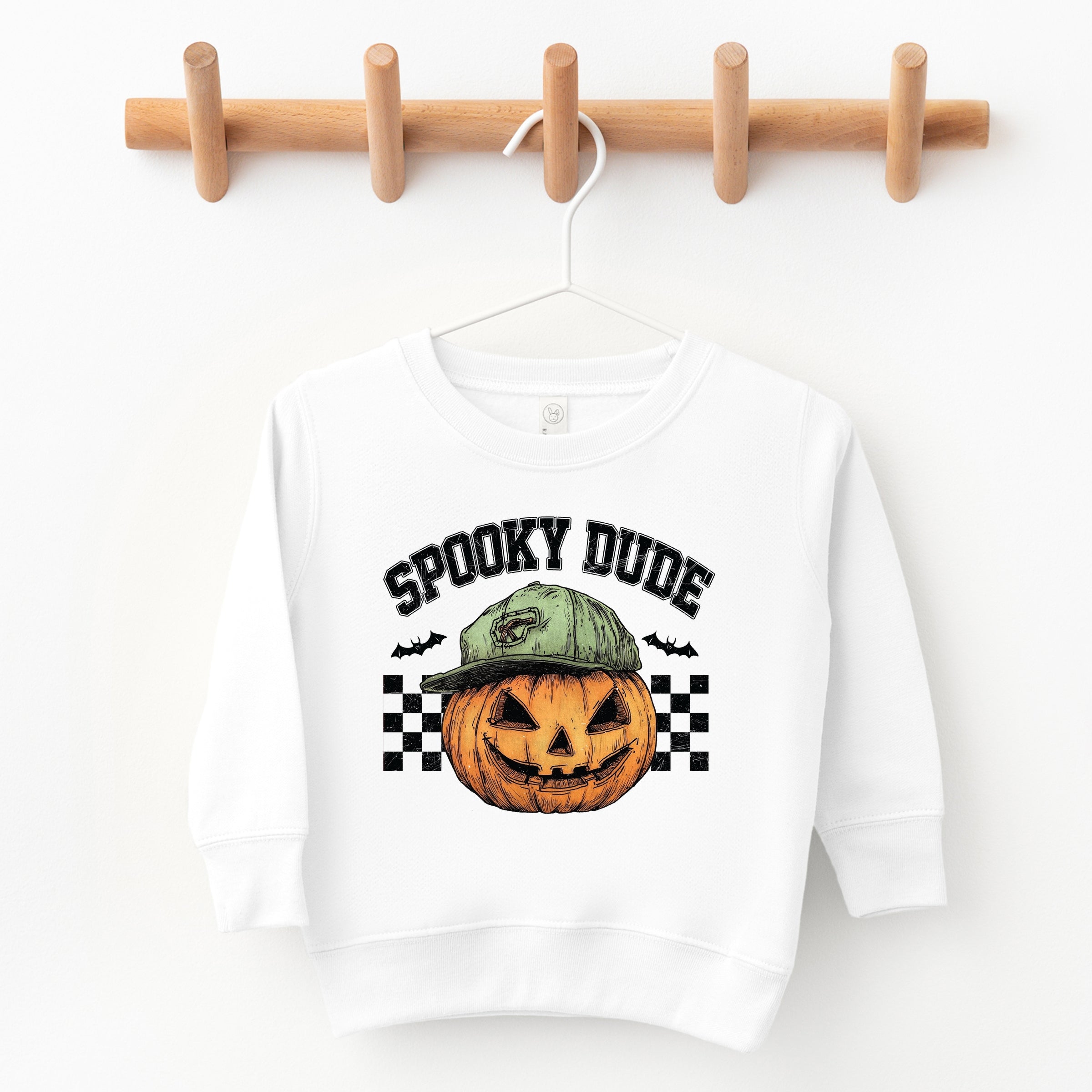 Spooky Dude Checkered Pumpkin - Toddler Graphic Sweatshirt and Youth Graphic Sweatshirt