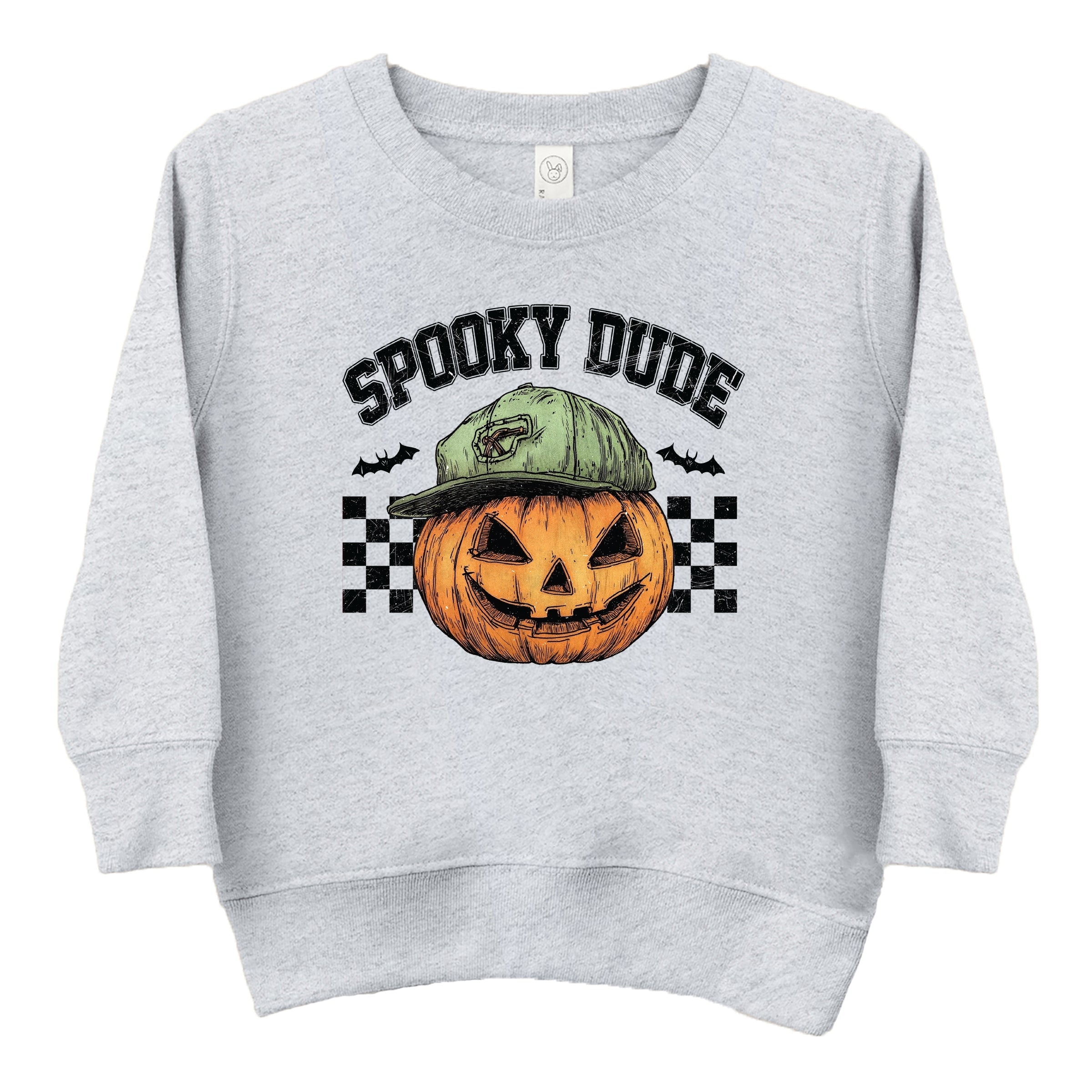 Spooky Dude Checkered Pumpkin - Toddler Graphic Sweatshirt and Youth Graphic Sweatshirt
