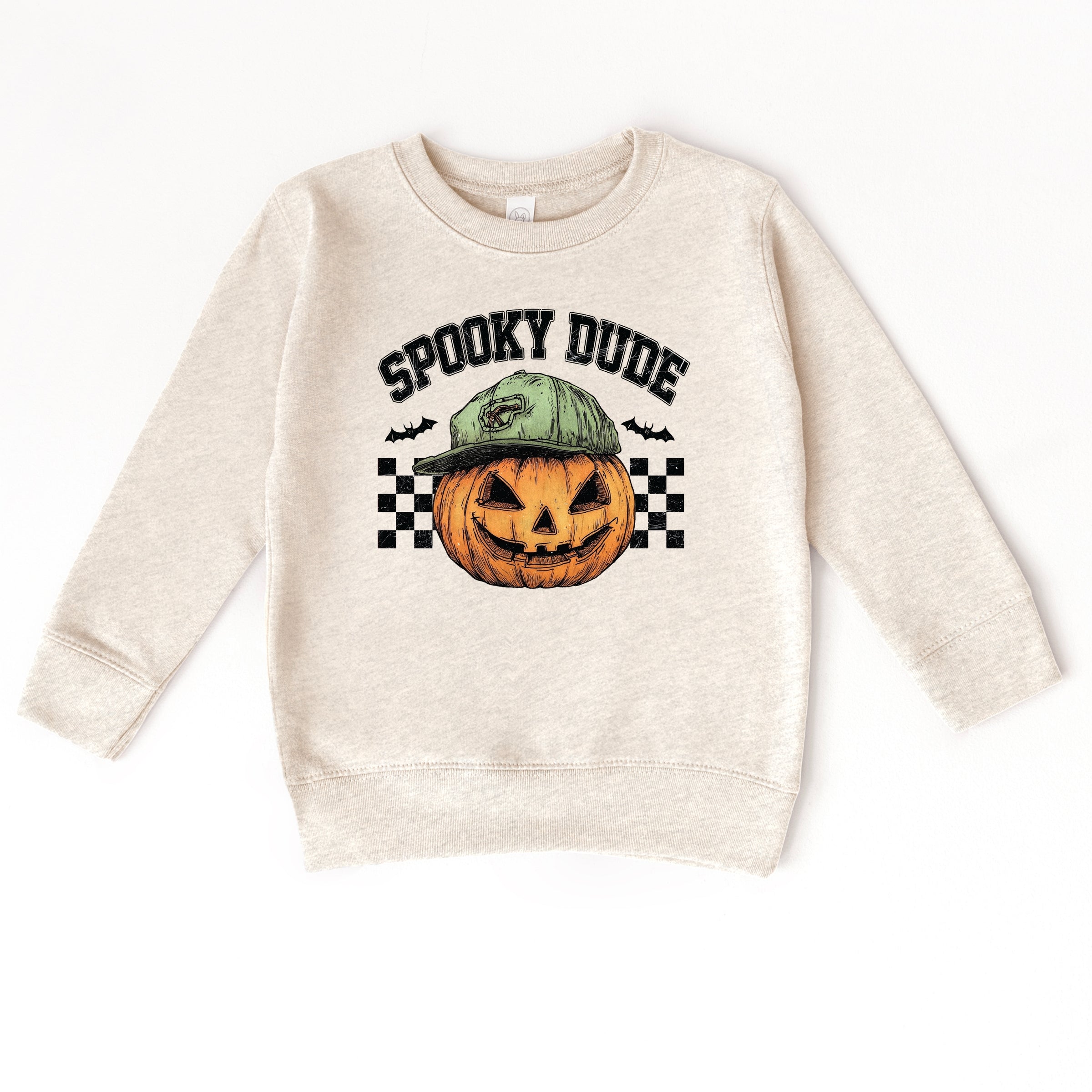 Spooky Dude Checkered Pumpkin - Toddler Graphic Sweatshirt and Youth Graphic Sweatshirt
