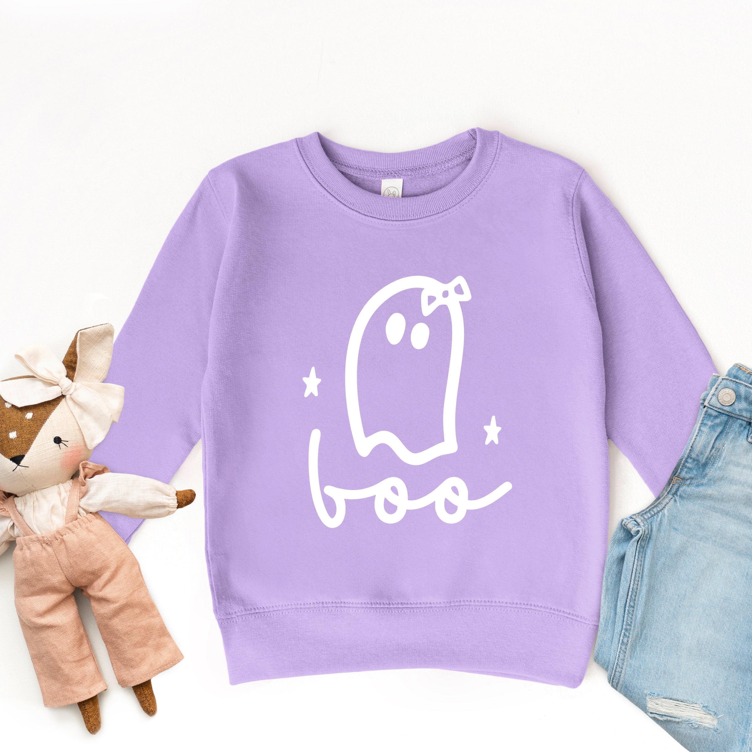 Boo Ghost Bow - Toddler Graphic Sweatshirt and Youth Graphic Sweatshirt