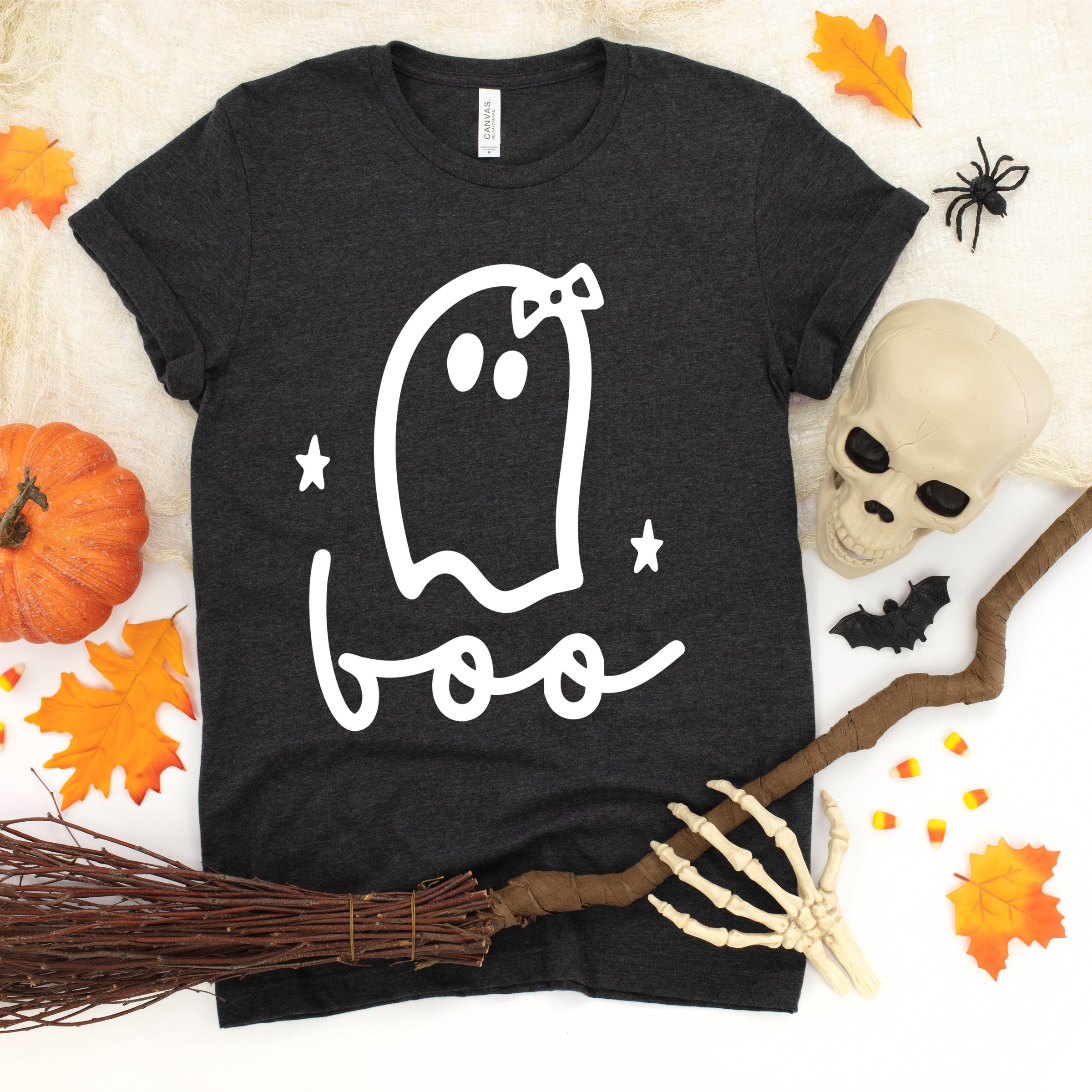 Boo Ghost Bow - Youth Short Sleeve Graphic T-Shirt and Toddler Short Sleeve Graphic T-Shirt