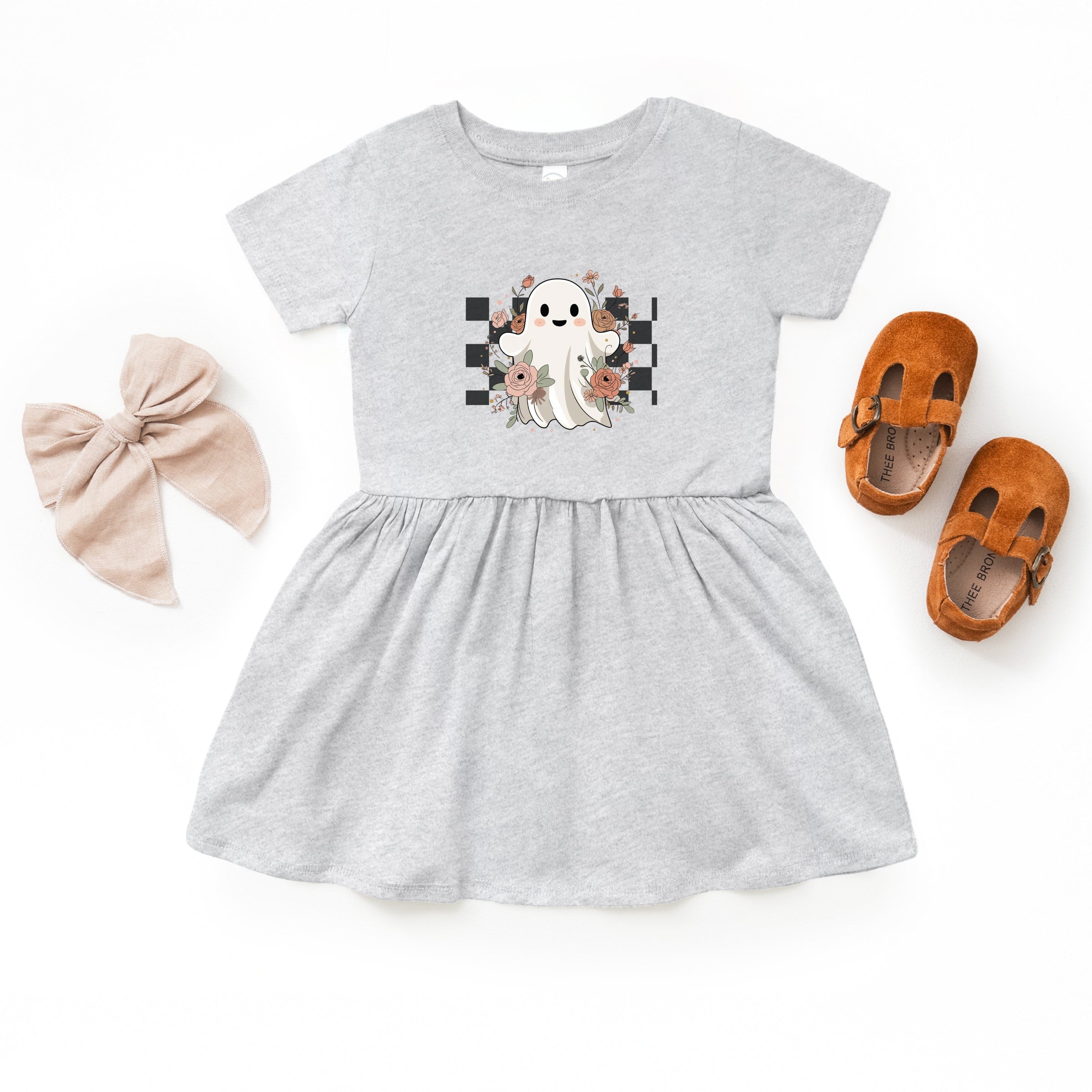 Checkered Ghost Rose - Kids Toddler Dress and Infant Dress