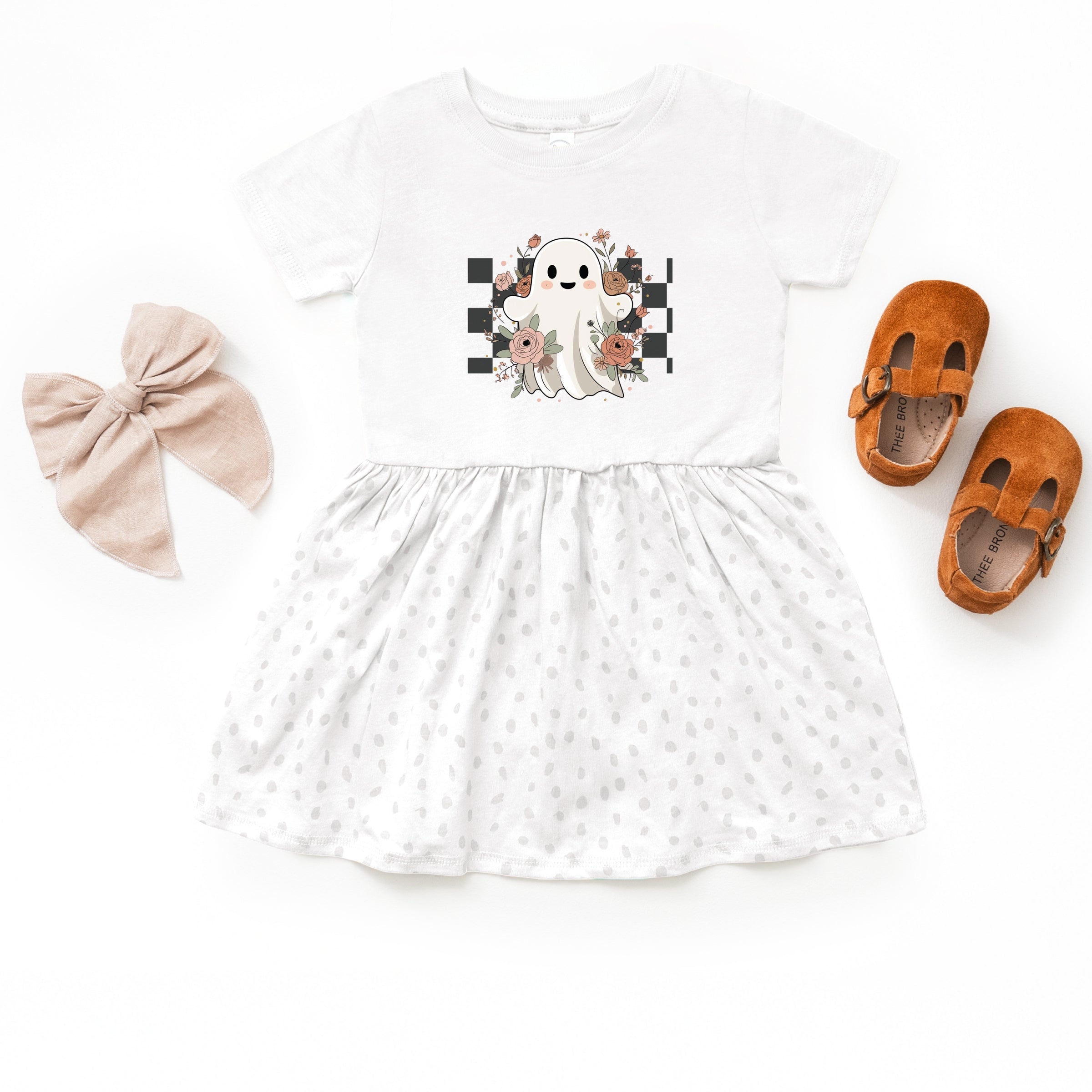Checkered Ghost Rose - Kids Toddler Dress and Infant Dress