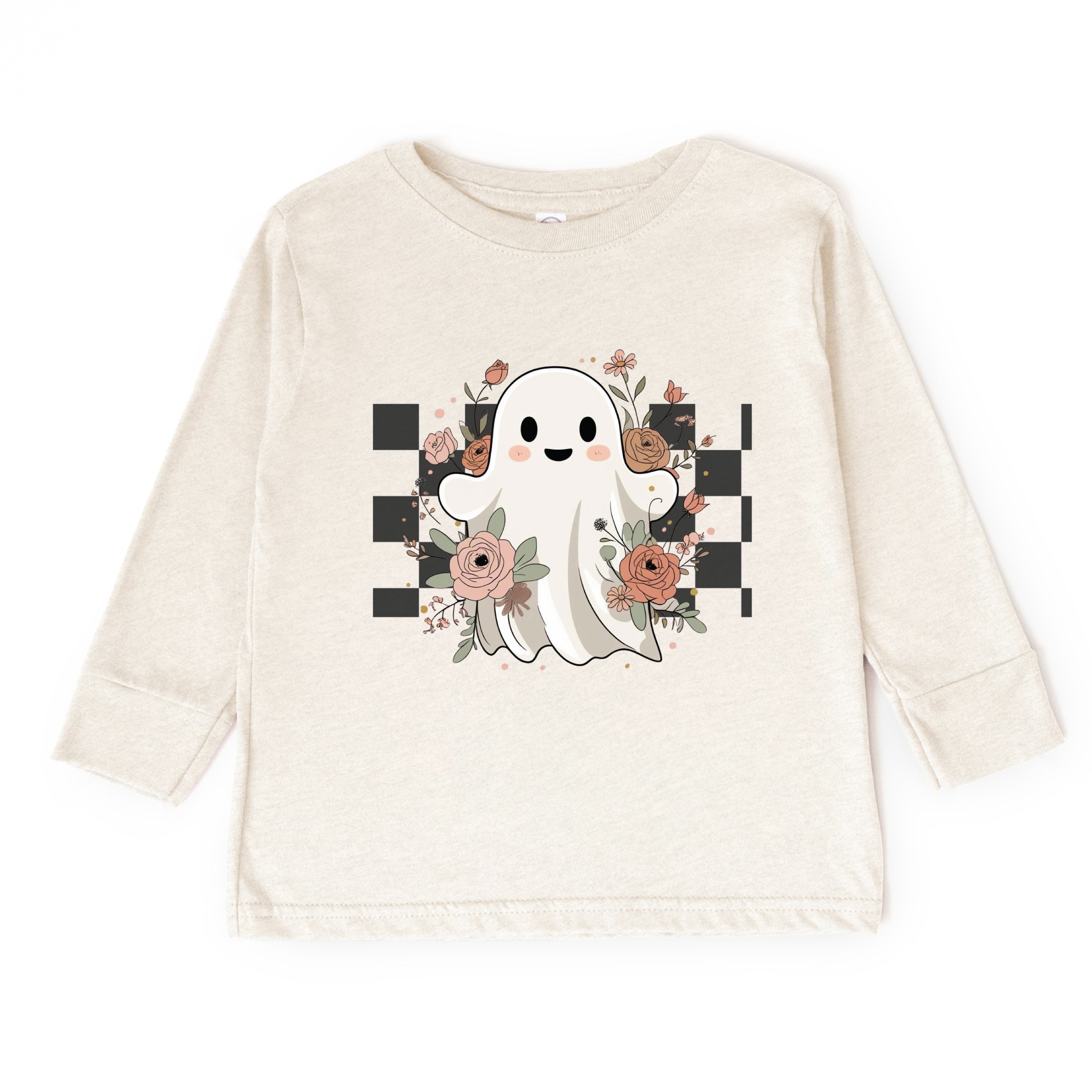 Checkered Ghost Rose - Kids Toddler Long Sleeve Tee and Kids Youth Long Sleeve Tee