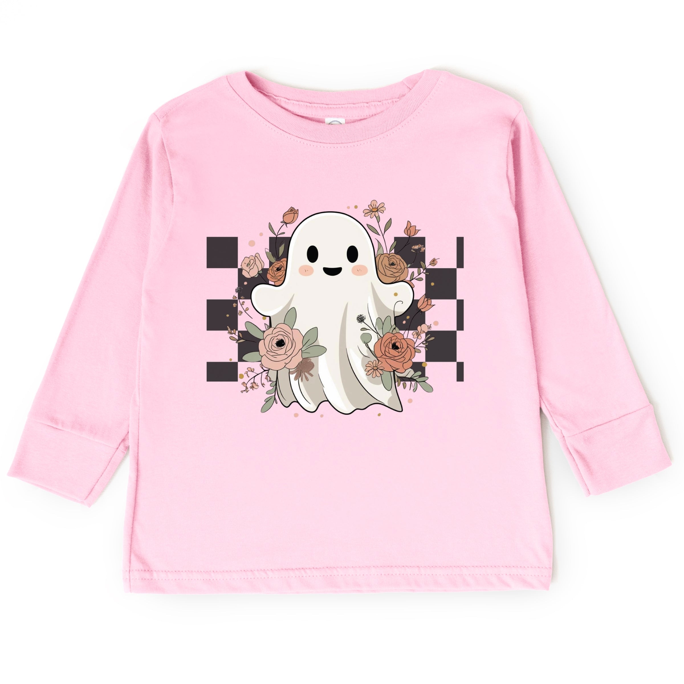 Checkered Ghost Rose - Kids Toddler Long Sleeve Tee and Kids Youth Long Sleeve Tee