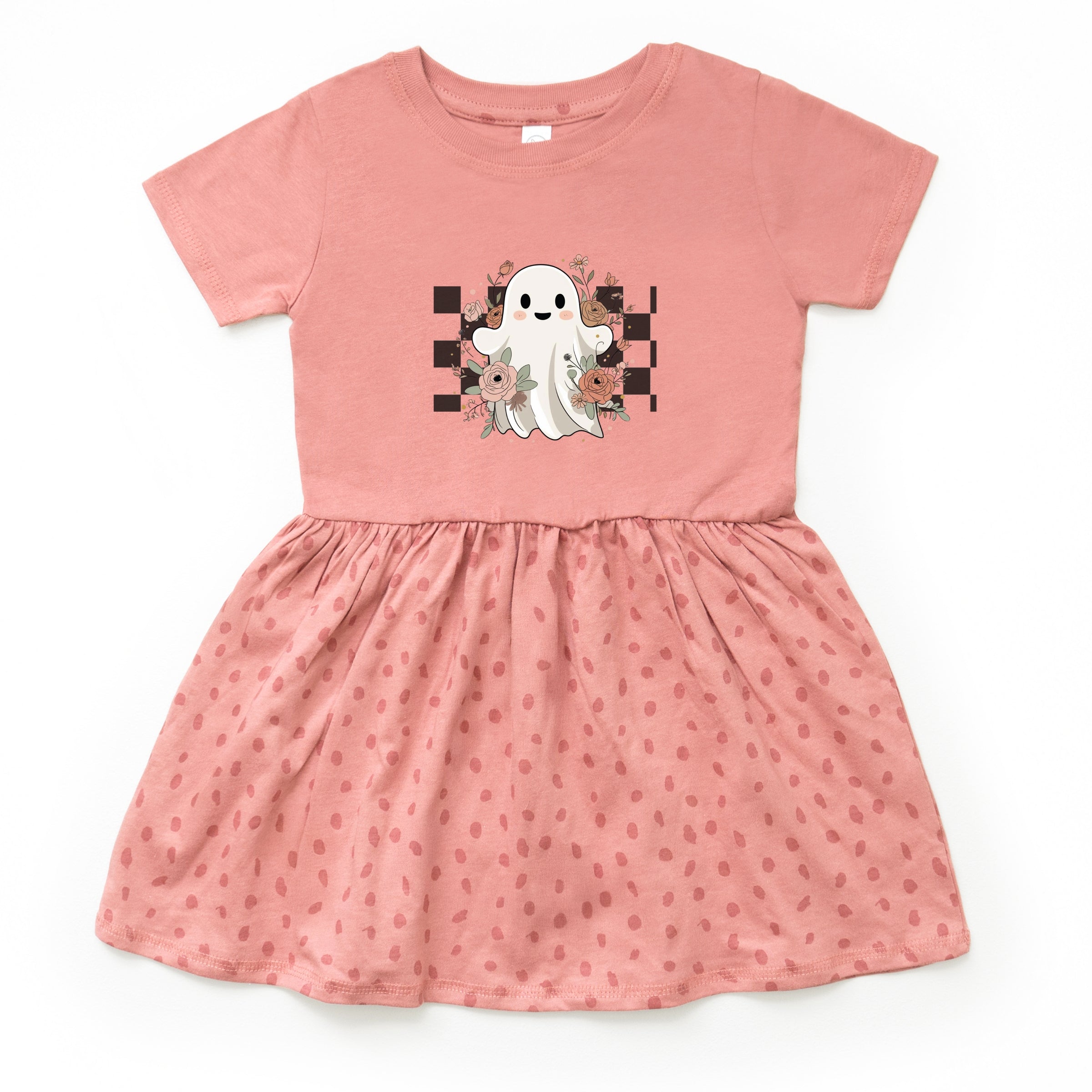 Checkered Ghost Rose - Kids Toddler Dress and Infant Dress