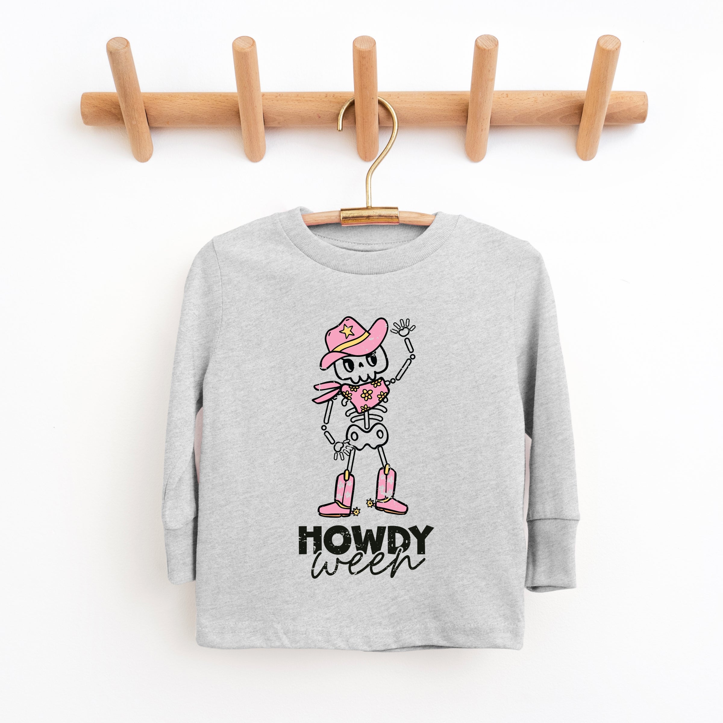Howdyween Skeleton - Kids Toddler Long Sleeve Tee and Kids Youth Long Sleeve Tee