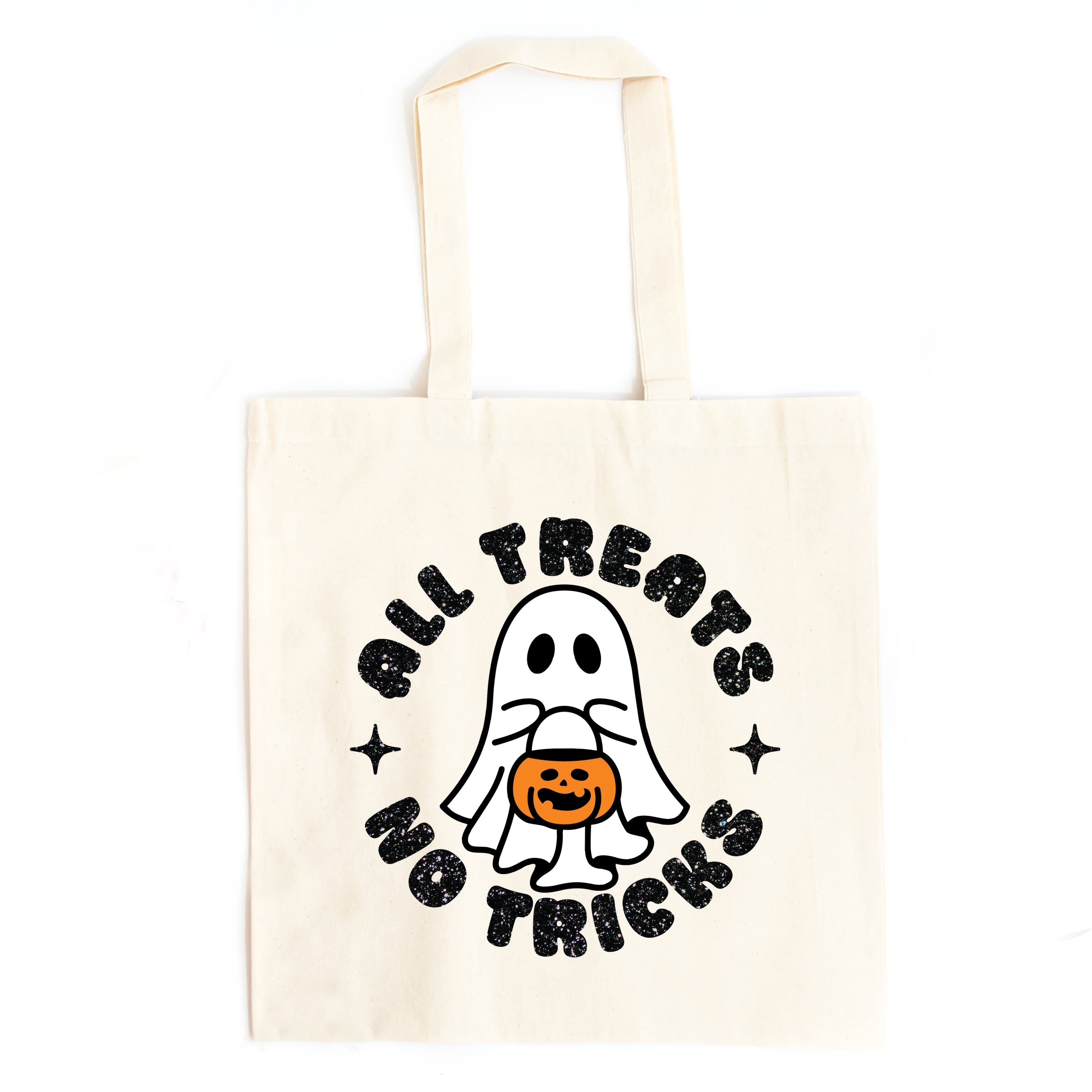 All Treats No Tricks Ghost Glitter - Canvas Tote
