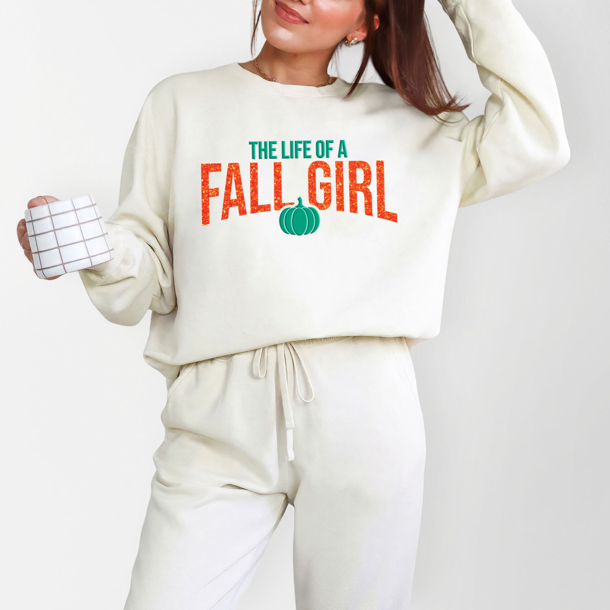 The Life Of A Fall Girl Puff/Glitter - Womens Lightweight Garment Dyed Sweatshirt