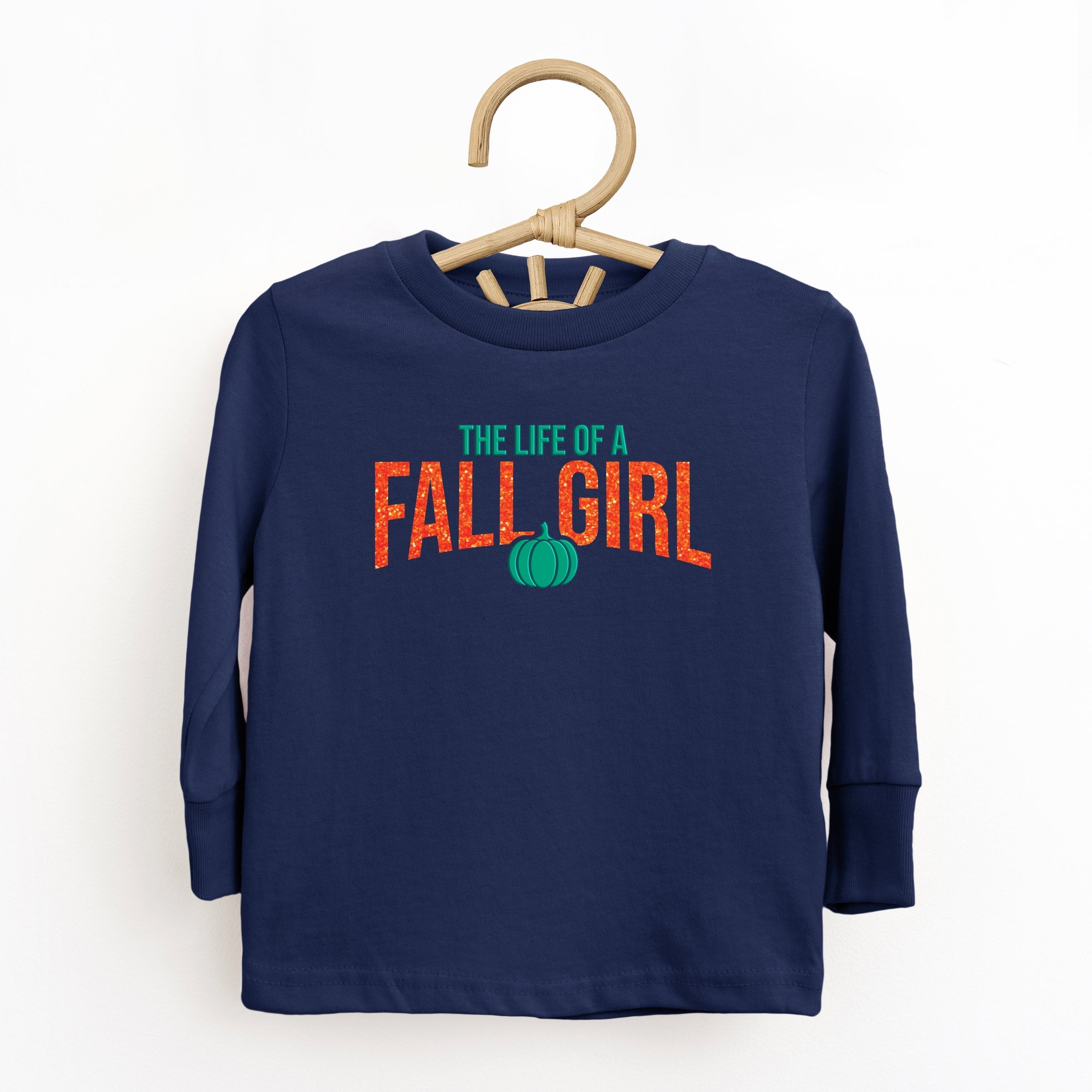 The Life Of A Fall Girl Puff/Glitter - Kids Youth Long Sleeve Tee and Kids Toddler Long Sleeve Tee
