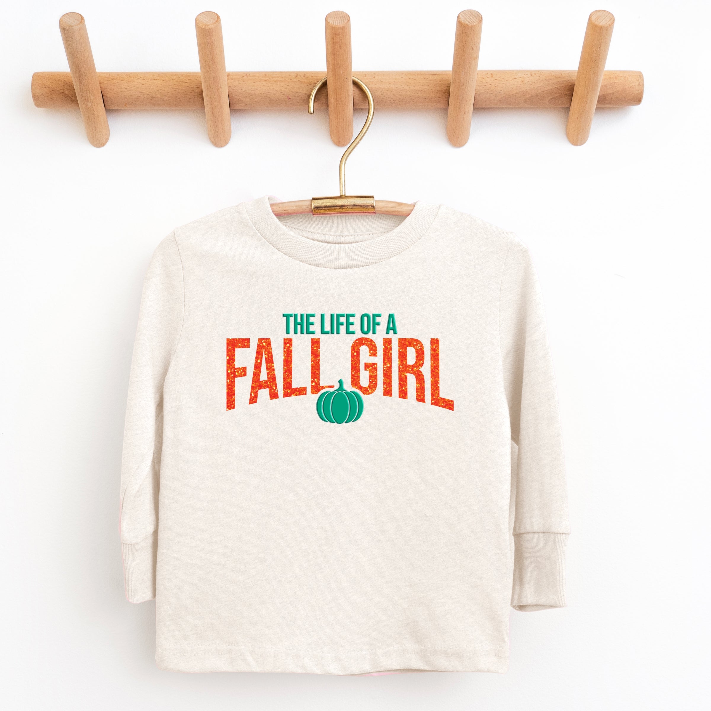 The Life Of A Fall Girl Puff/Glitter - Kids Youth Long Sleeve Tee and Kids Toddler Long Sleeve Tee