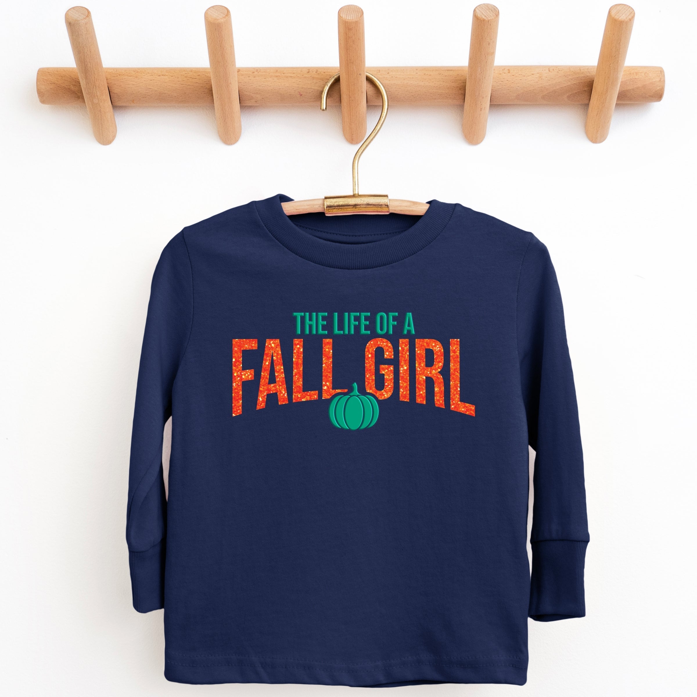 The Life Of A Fall Girl Puff/Glitter - Kids Youth Long Sleeve Tee and Kids Toddler Long Sleeve Tee