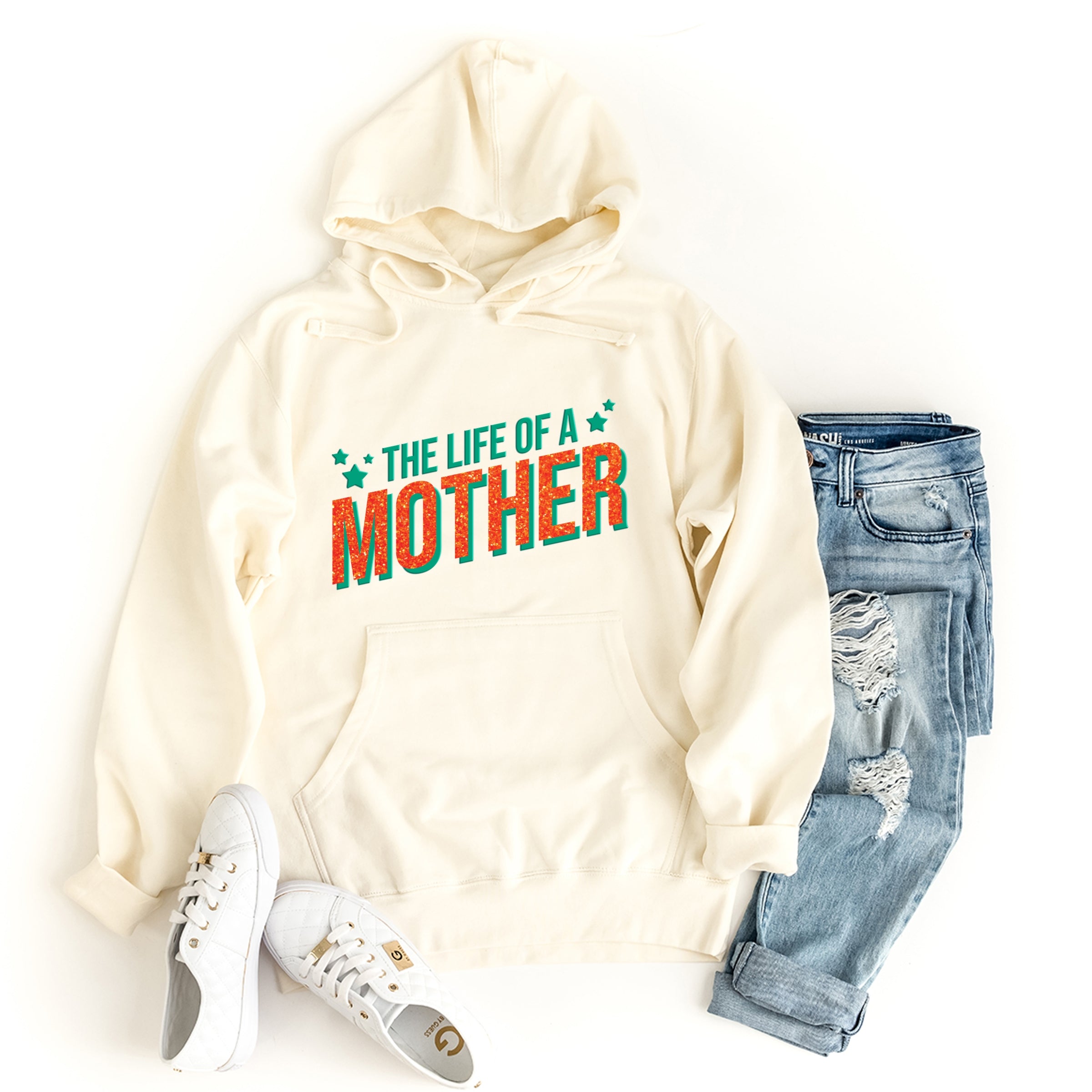 The Life Of A Mother Puff/Glitter - Womens Hoodie