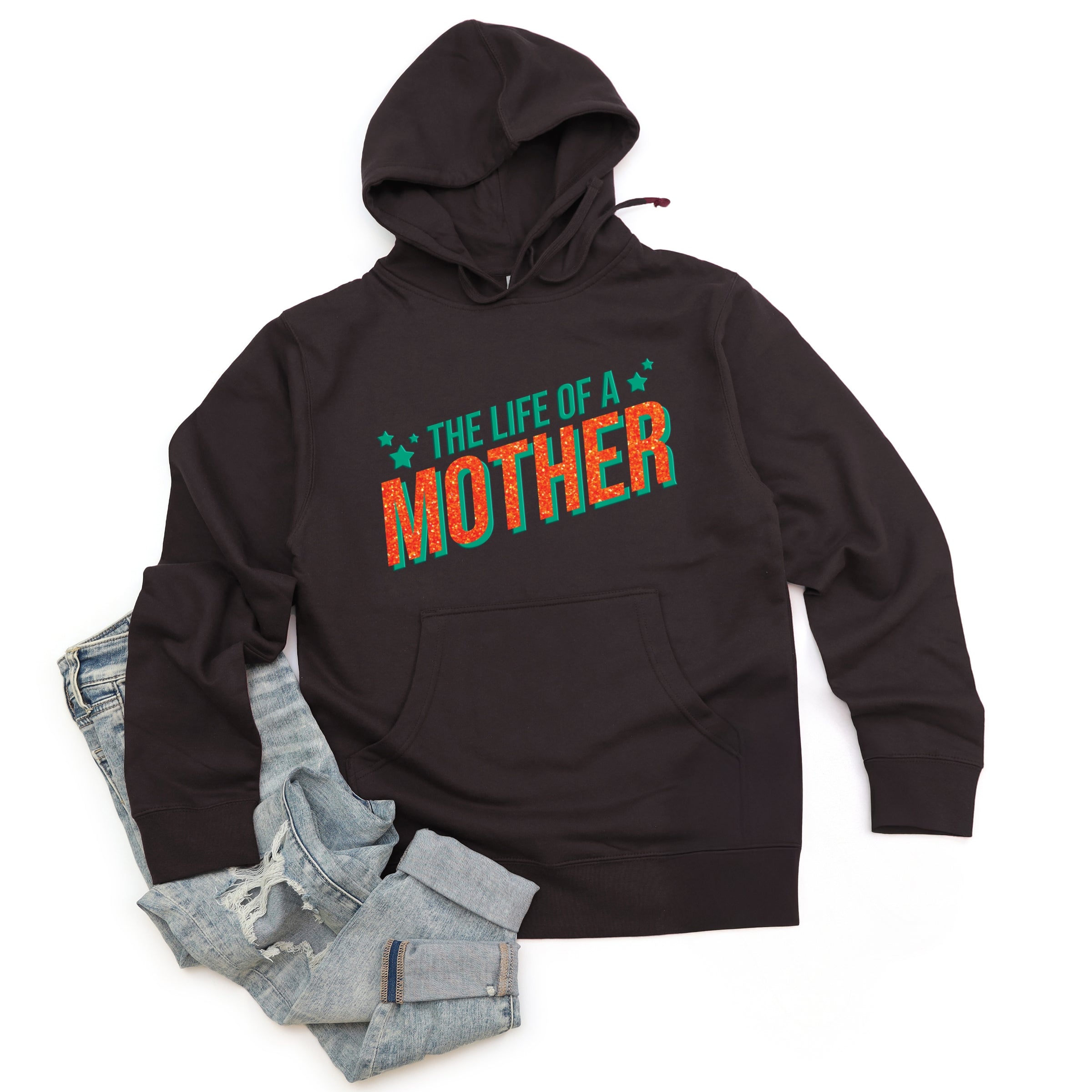 The Life Of A Mother Puff/Glitter - Womens Hoodie