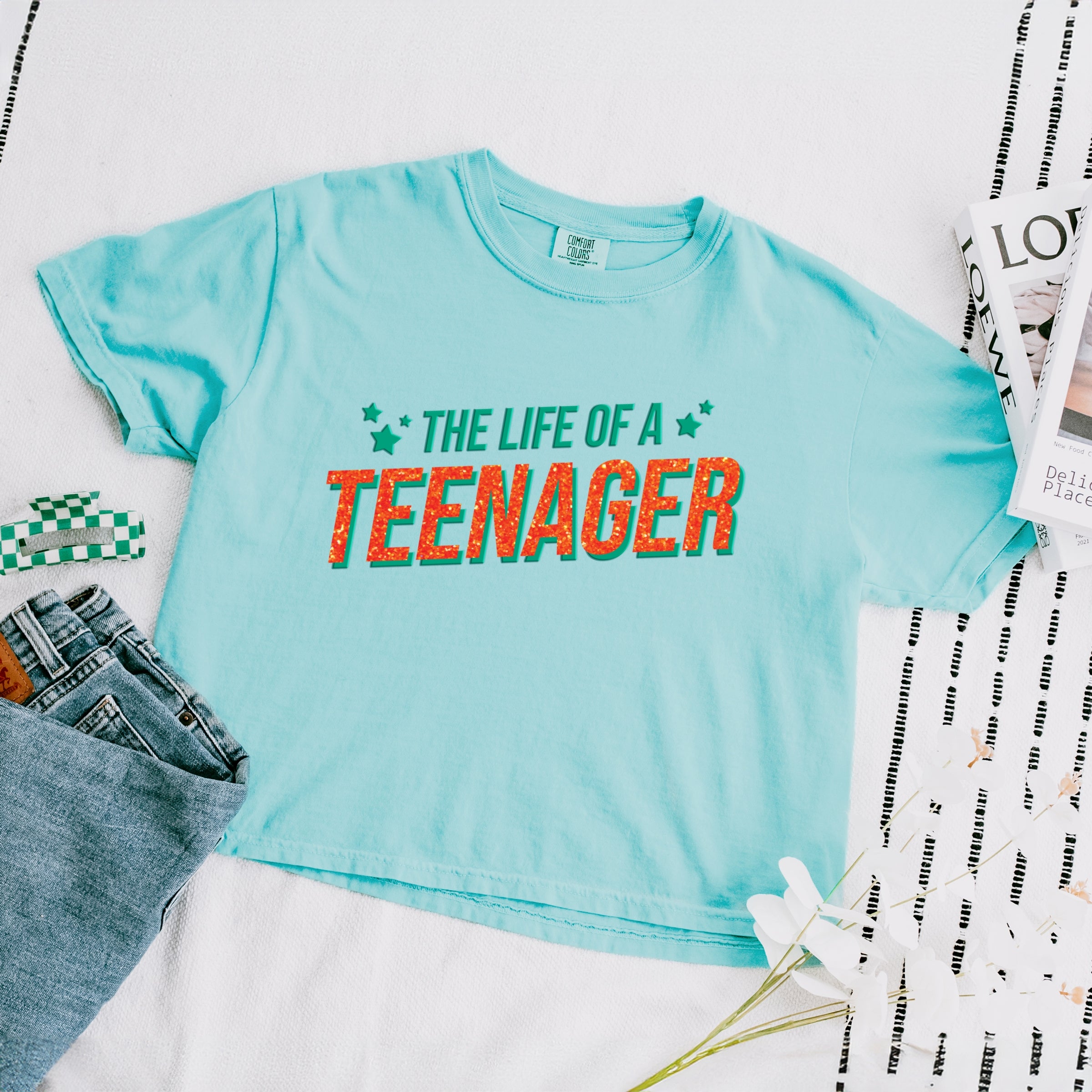 The Life Of A Teenager Puff/Glitter - Womens Boxy Crop Top