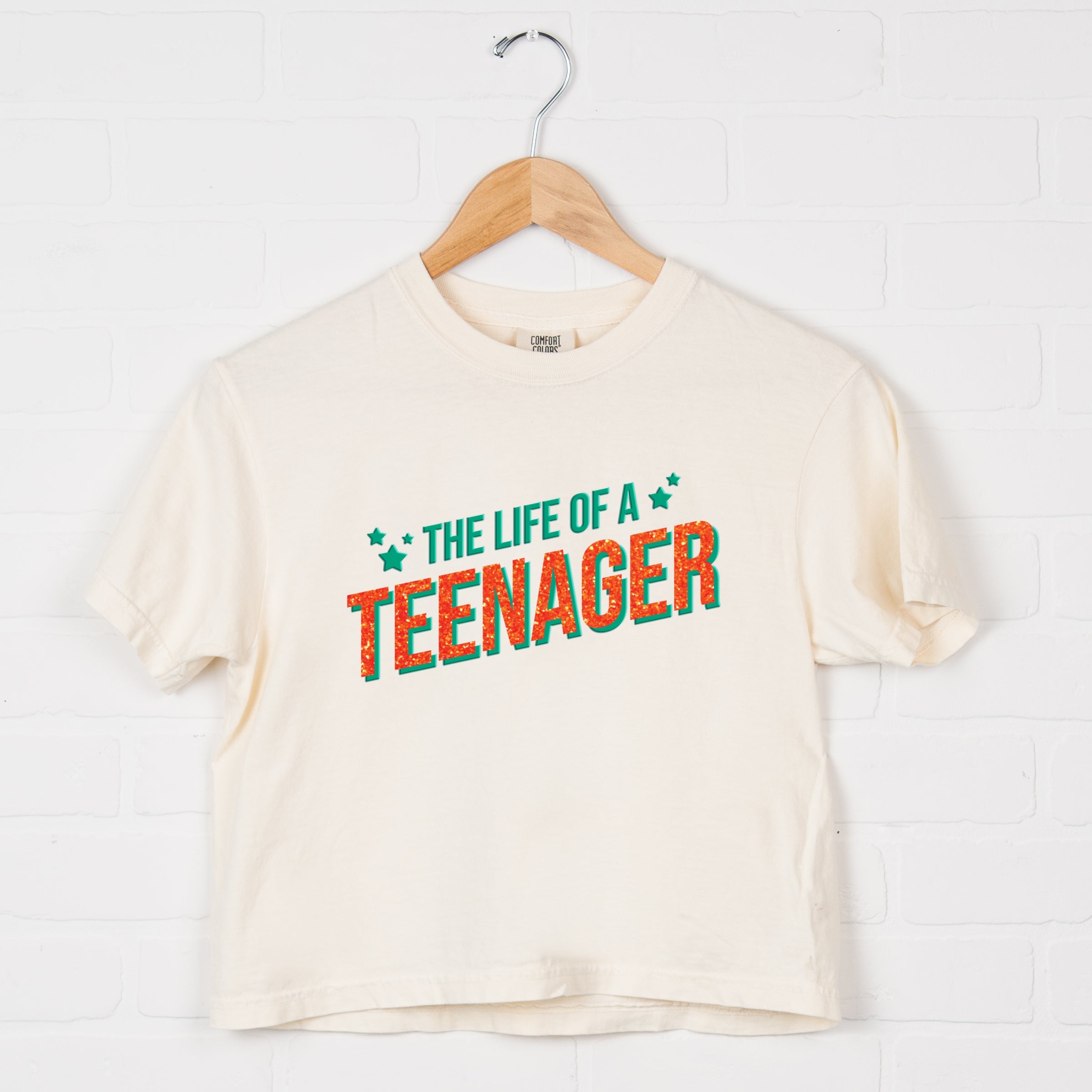 The Life Of A Teenager Puff/Glitter - Womens Boxy Crop Top