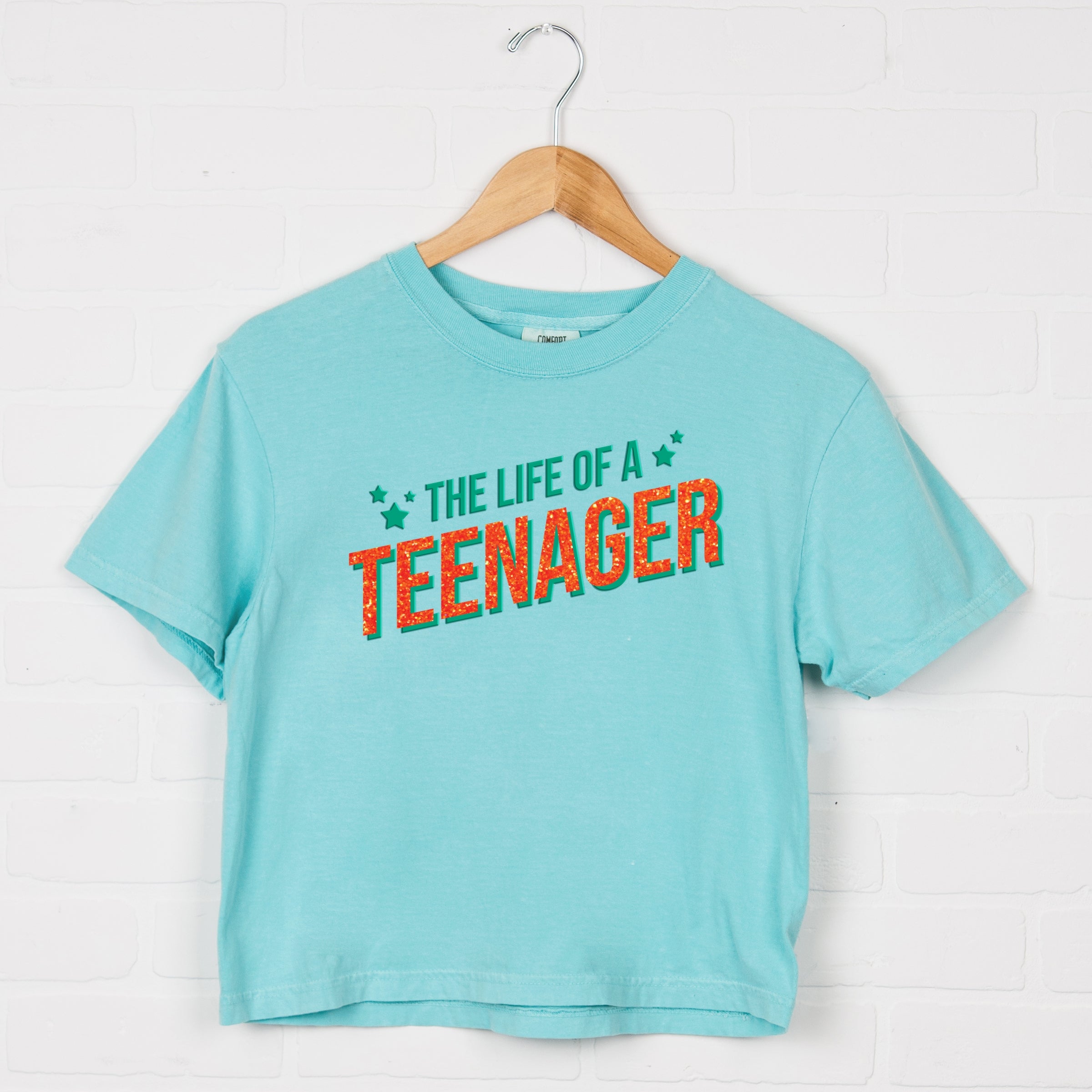 The Life Of A Teenager Puff/Glitter - Womens Boxy Crop Top