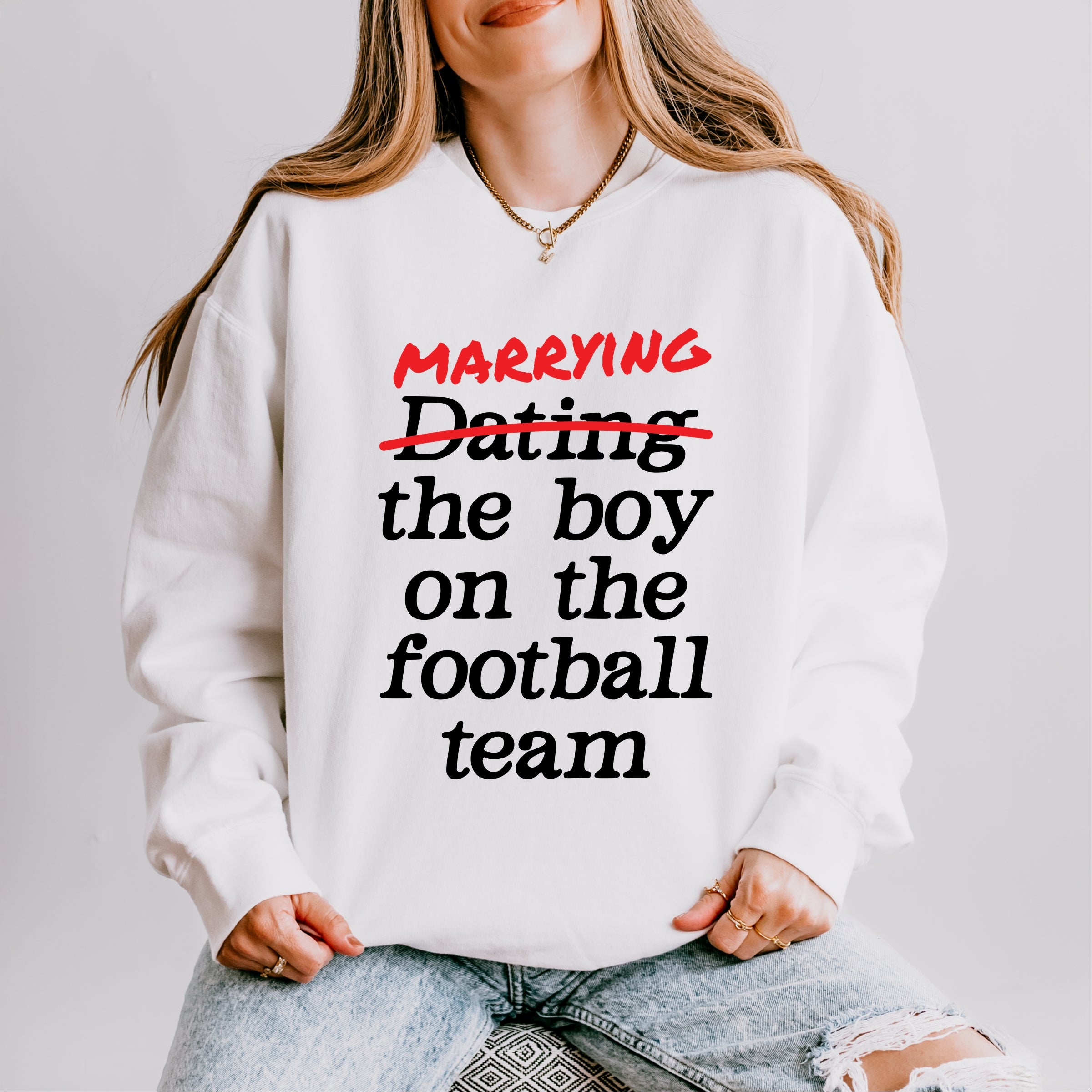 Marrying The Boy On The Football Team - Womens Lightweight Garment Dyed Sweatshirt
