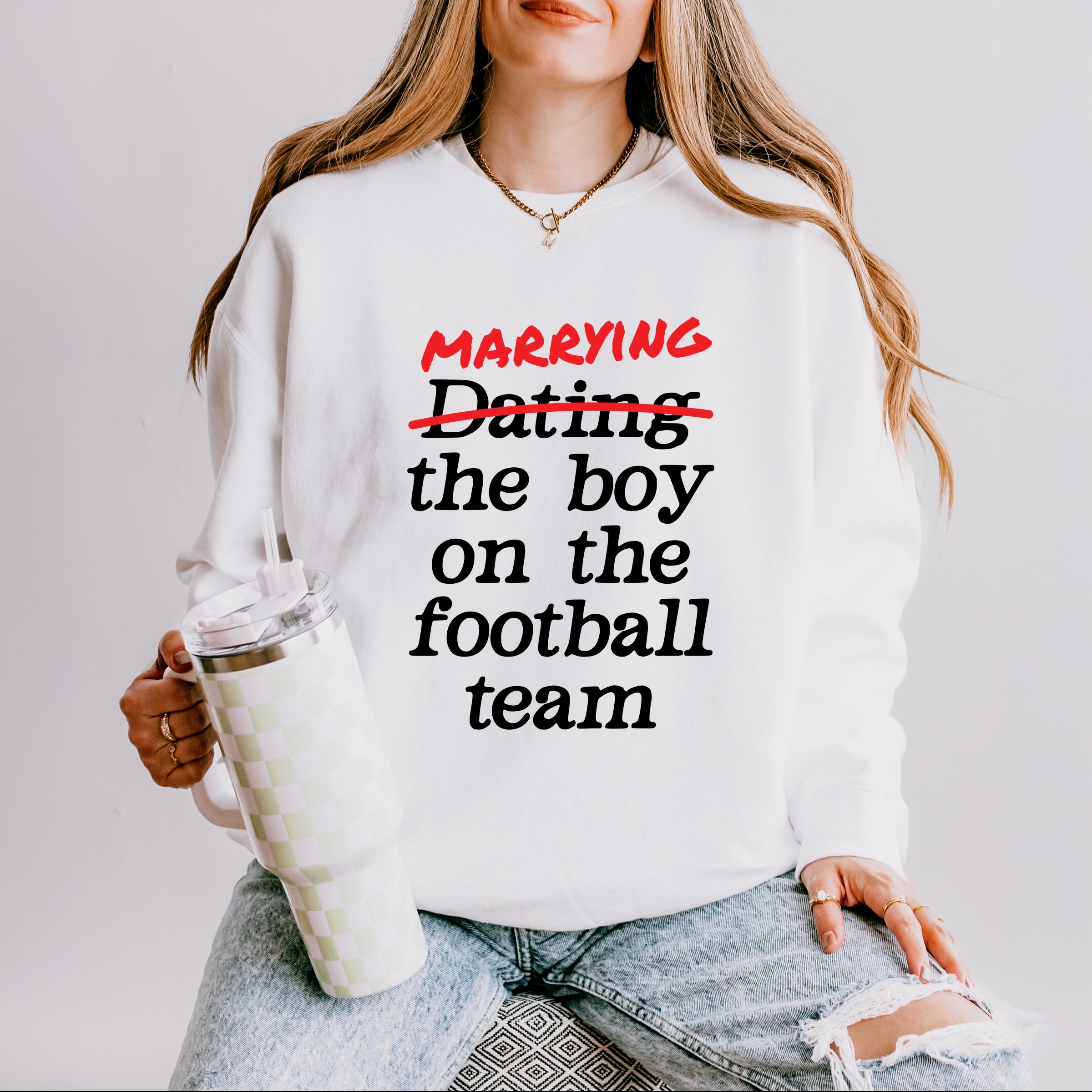 Marrying The Boy On The Football Team - Womens Lightweight Garment Dyed Sweatshirt