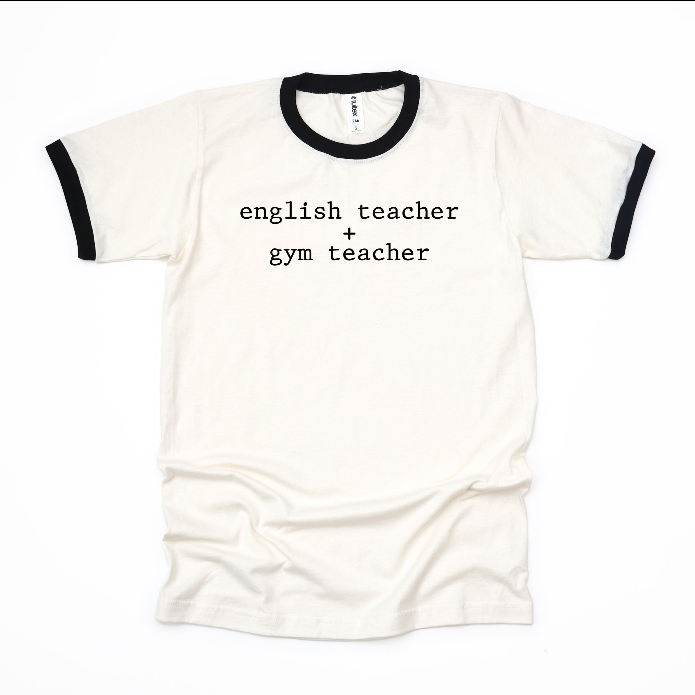 English Teacher + Gym Teacher Typewriter - Womens Ringer Tee