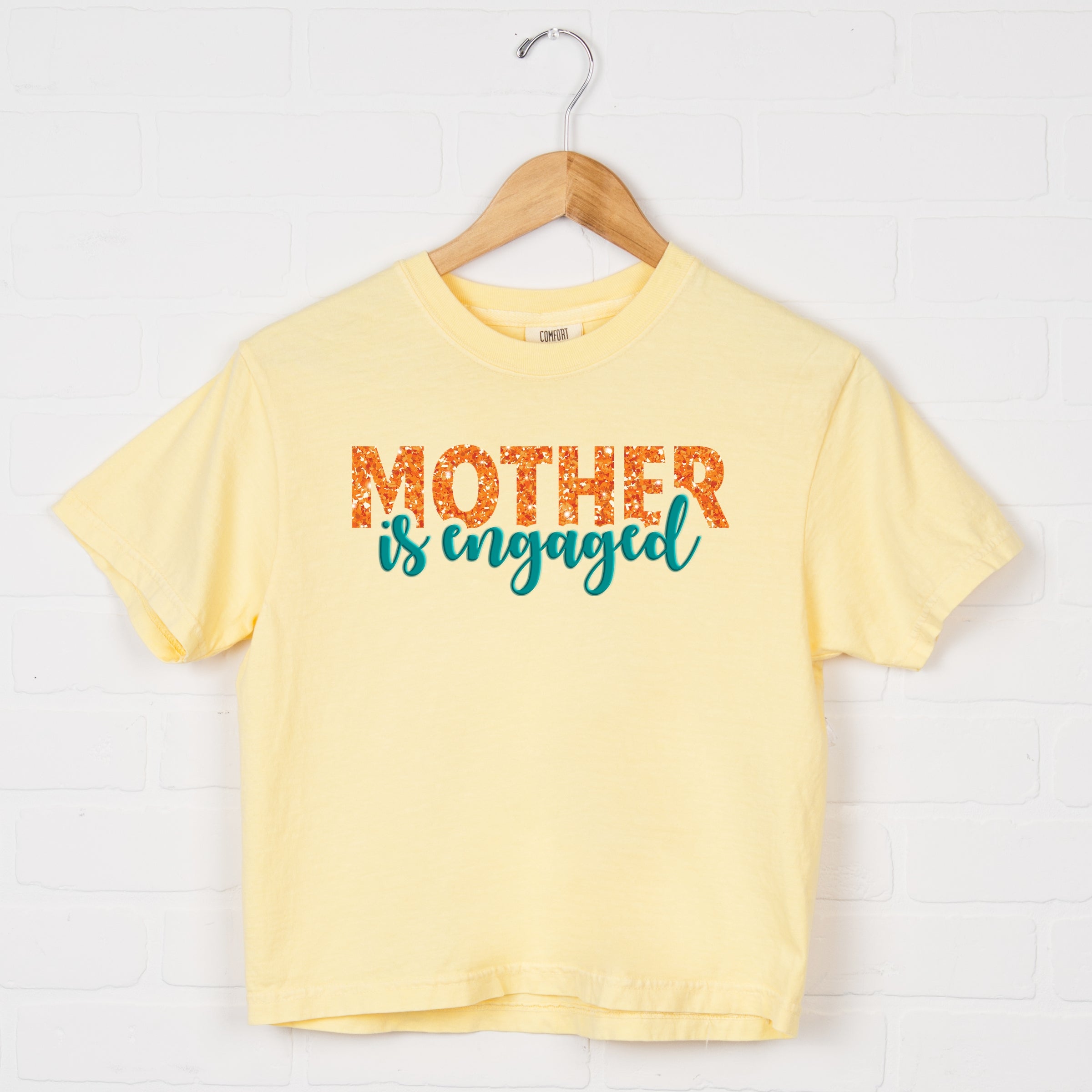 Mother Is Engaged Puff/Glitter - Womens Boxy Crop Top