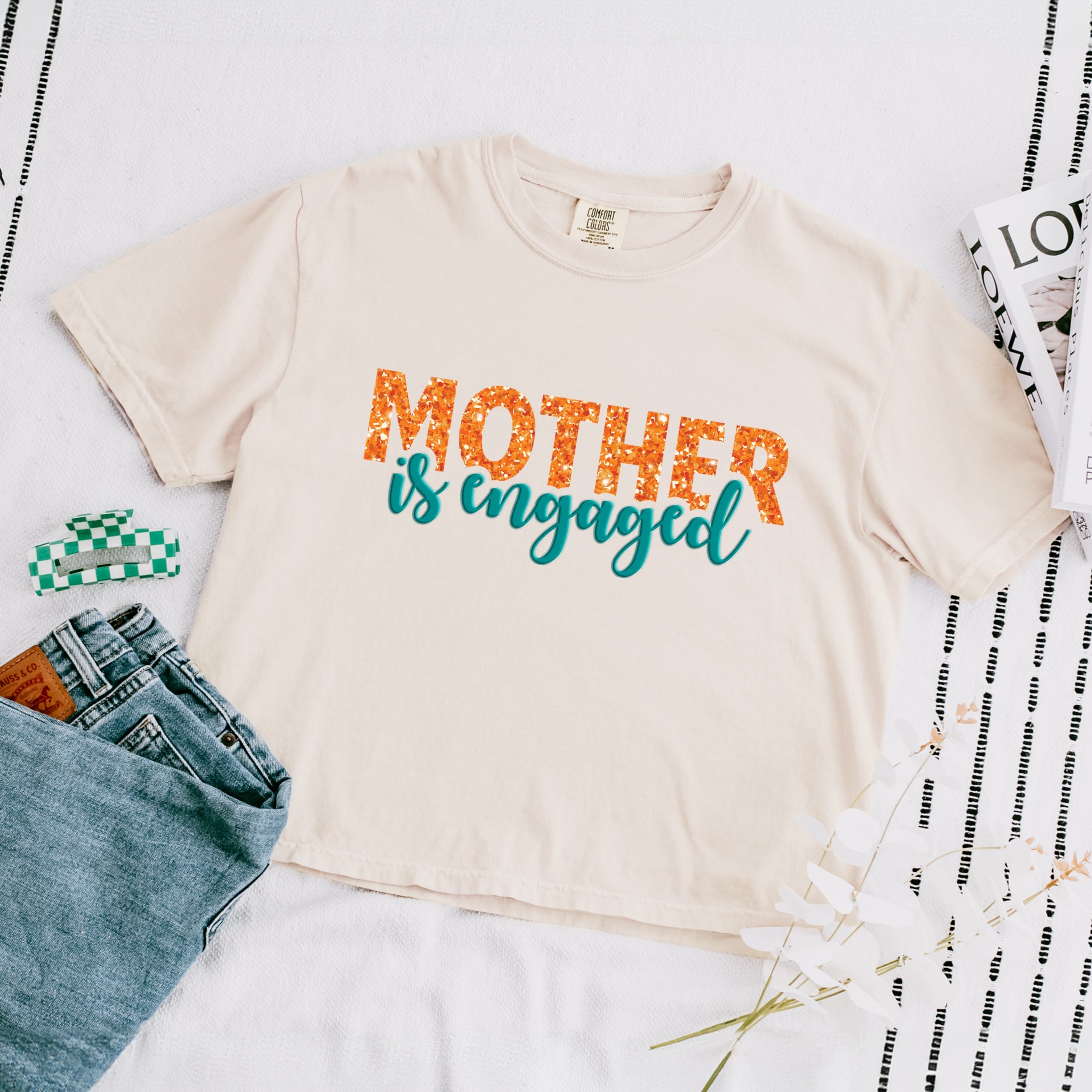 Mother Is Engaged Puff/Glitter - Womens Boxy Crop Top