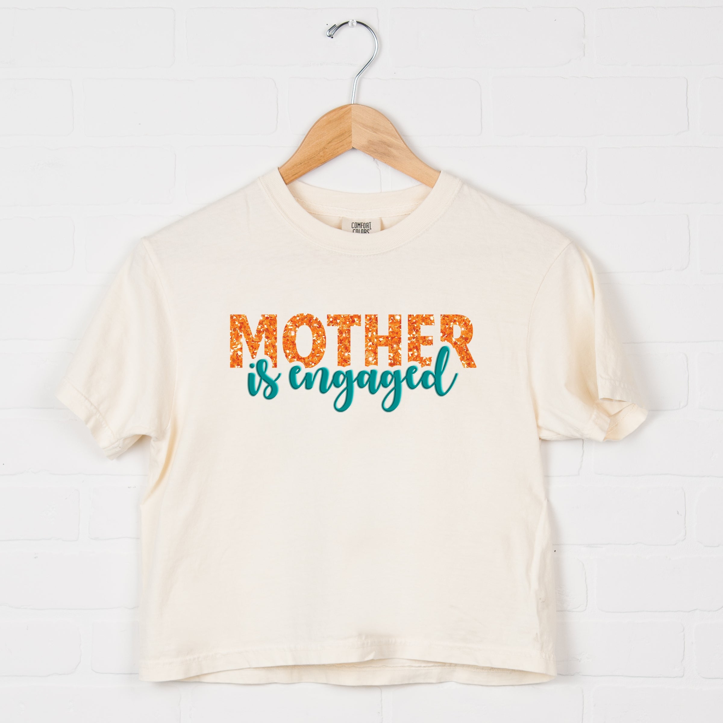 Mother Is Engaged Puff/Glitter - Womens Boxy Crop Top