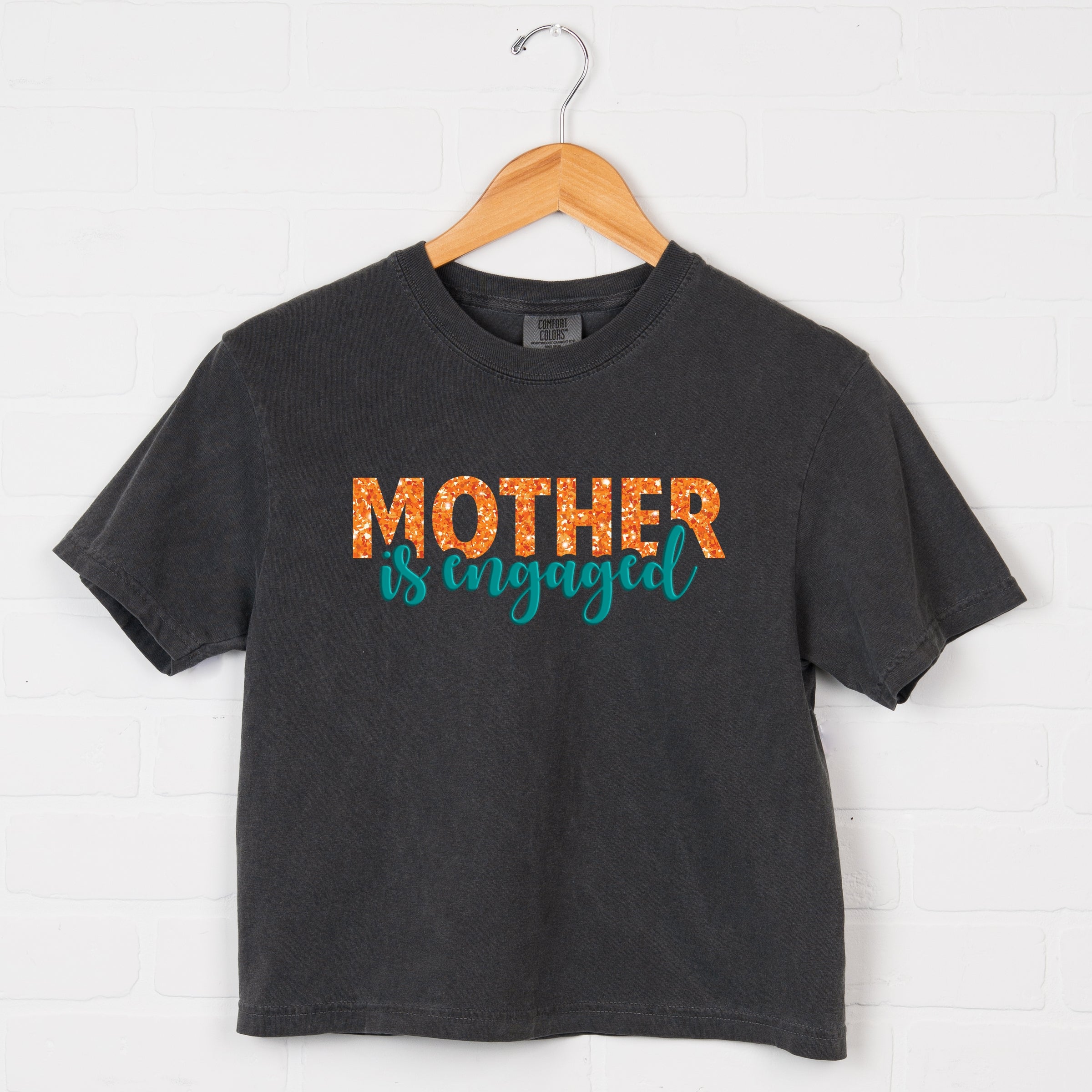 Mother Is Engaged Puff/Glitter - Womens Boxy Crop Top