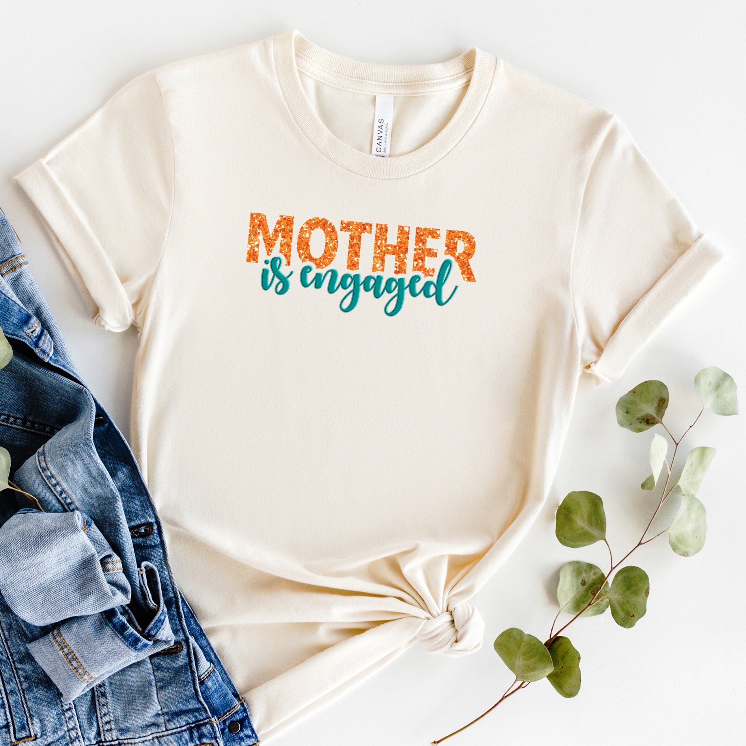 Mother Is Engaged Puff/Glitter - Womens Short Sleeve Tee