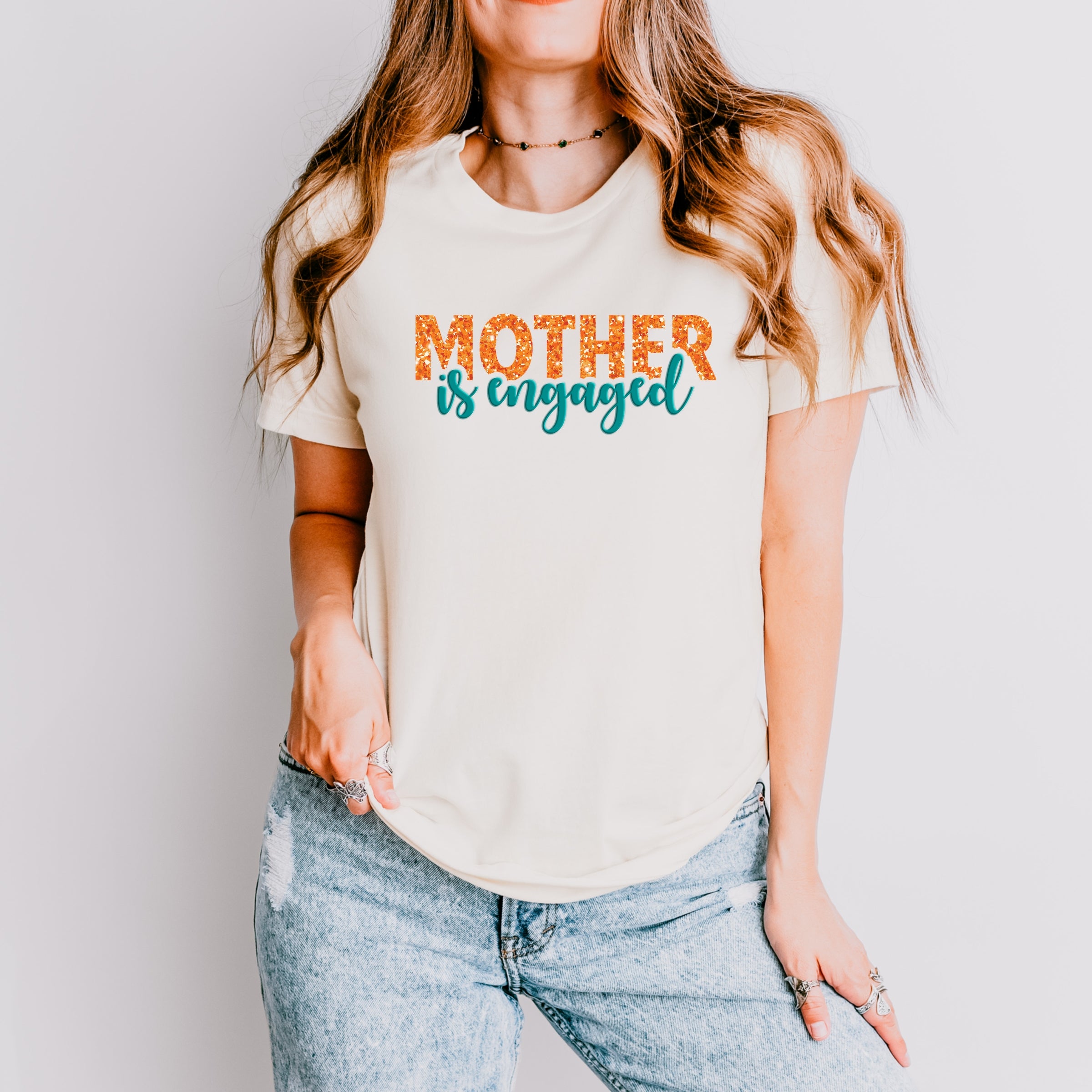 Mother Is Engaged Puff/Glitter - Womens Short Sleeve Tee