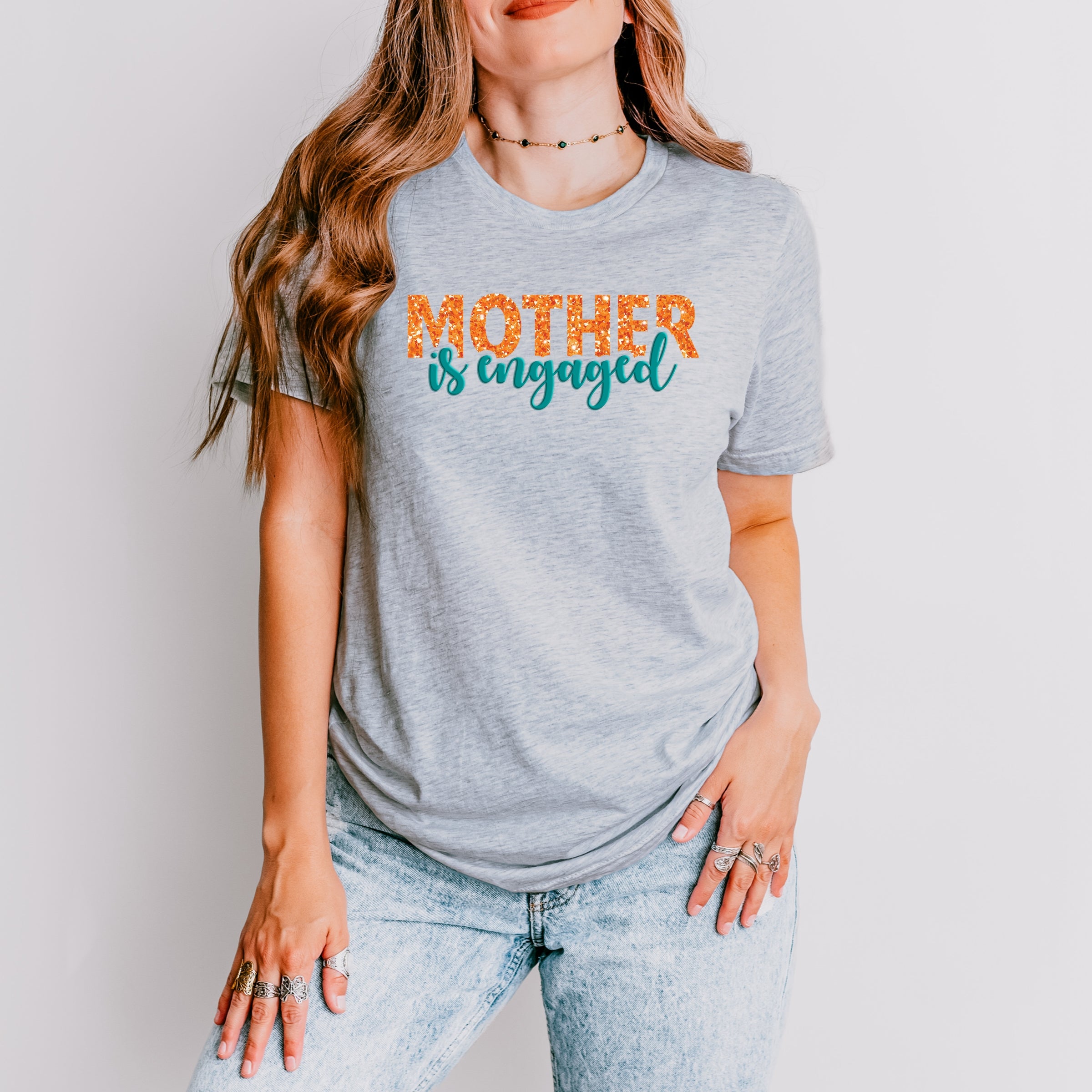 Mother Is Engaged Puff/Glitter - Womens Short Sleeve Tee