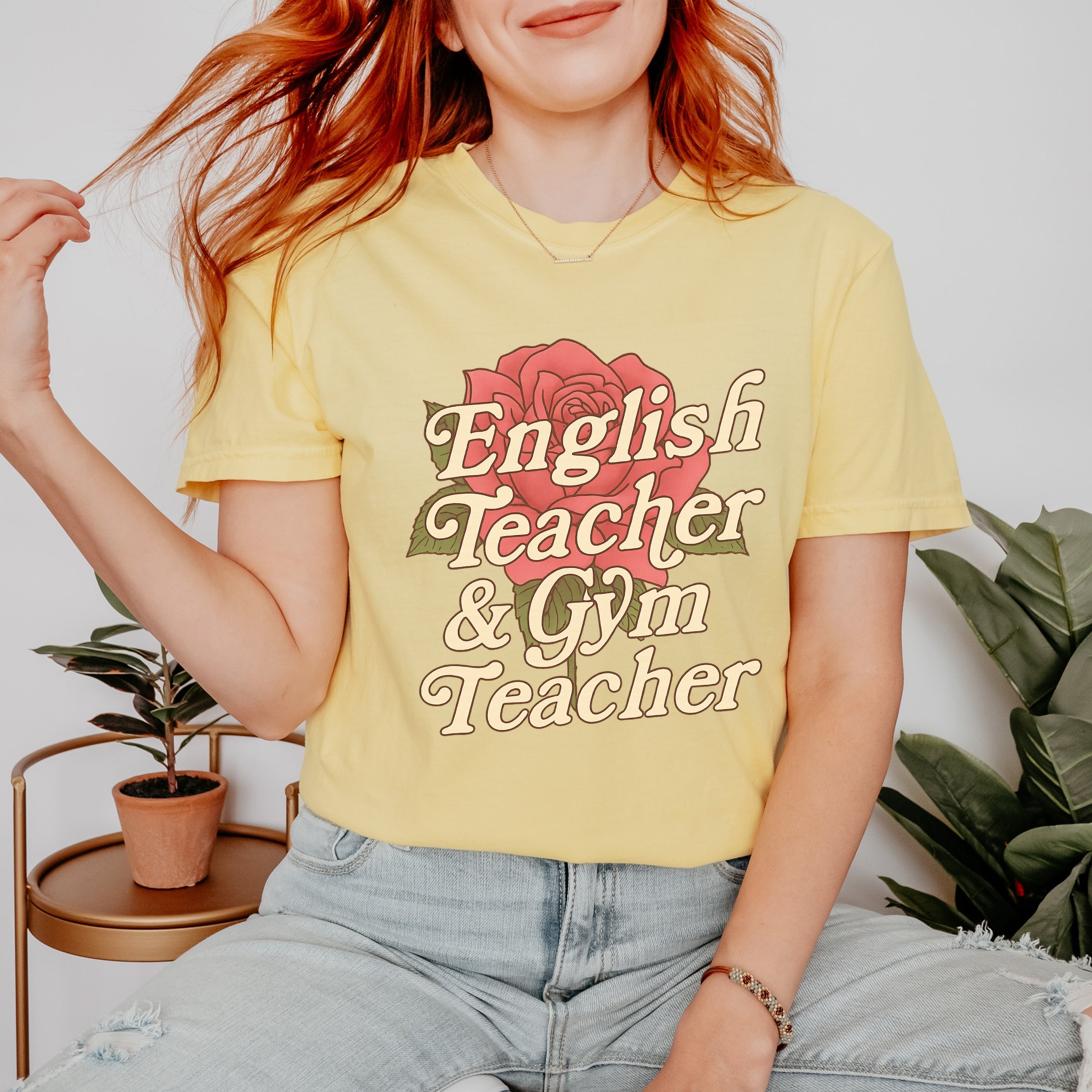 English Teacher + Gym Teacher Rose - Womens Garment Dyed Tee