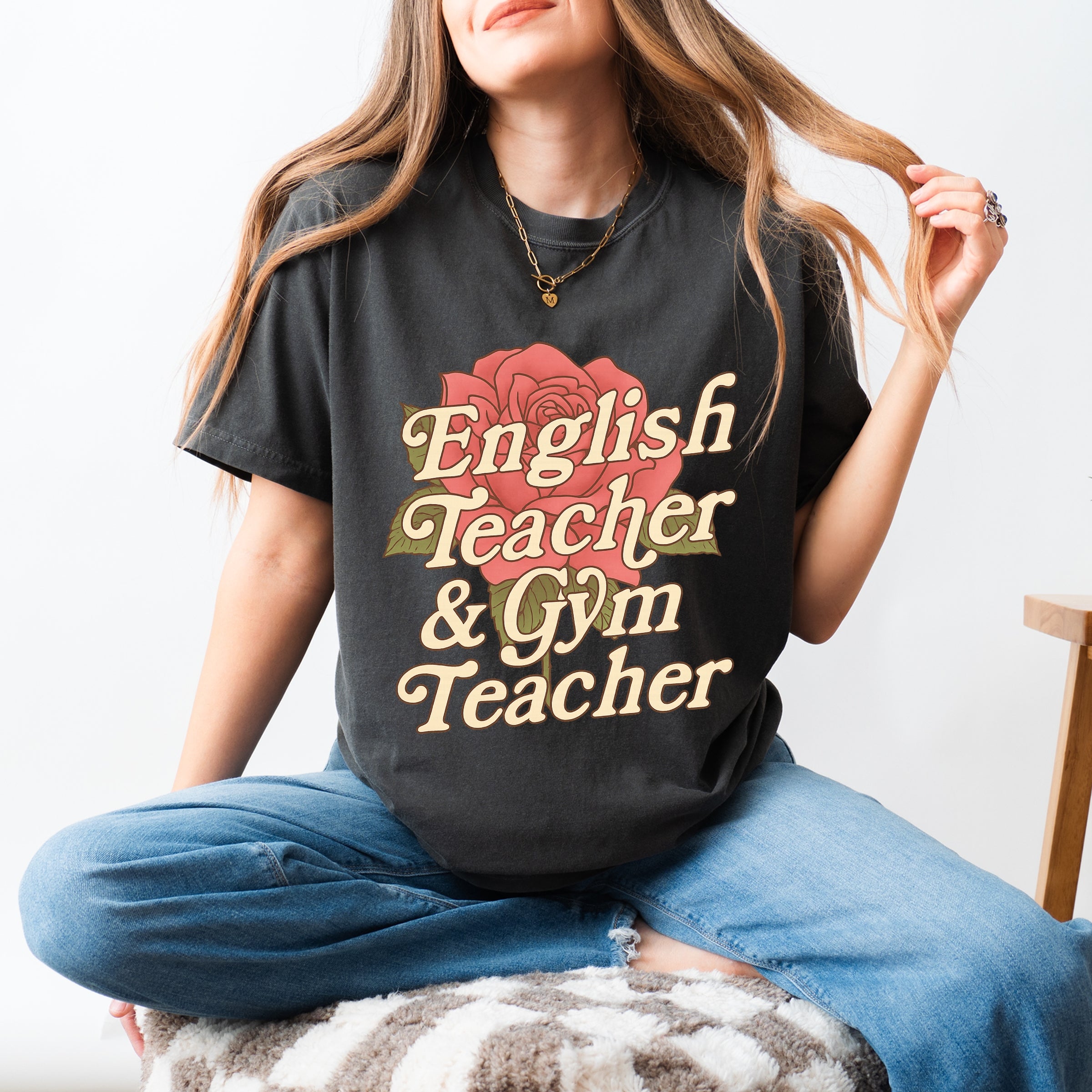 English Teacher + Gym Teacher Rose - Womens Garment Dyed Tee