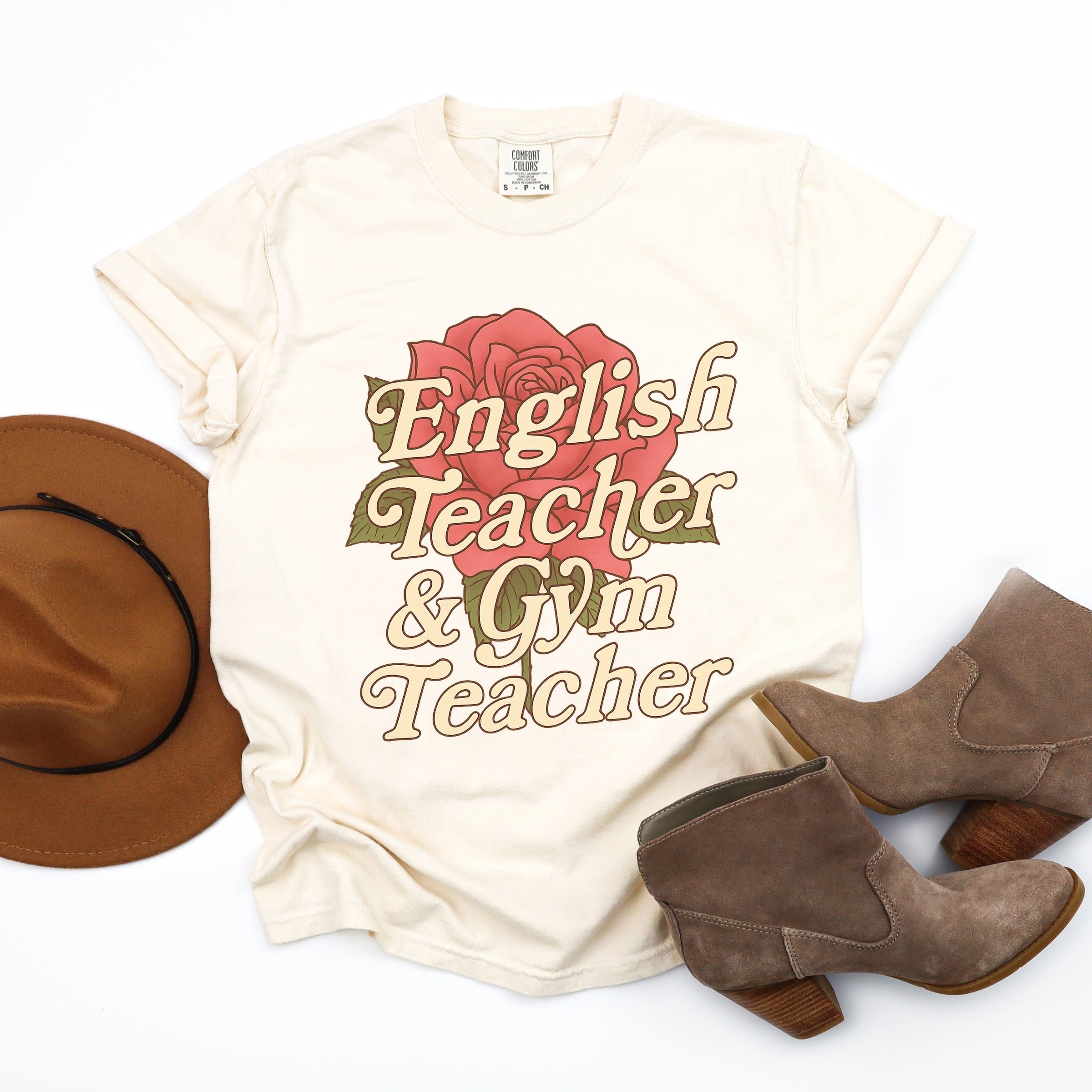English Teacher + Gym Teacher Rose - Womens Garment Dyed Tee