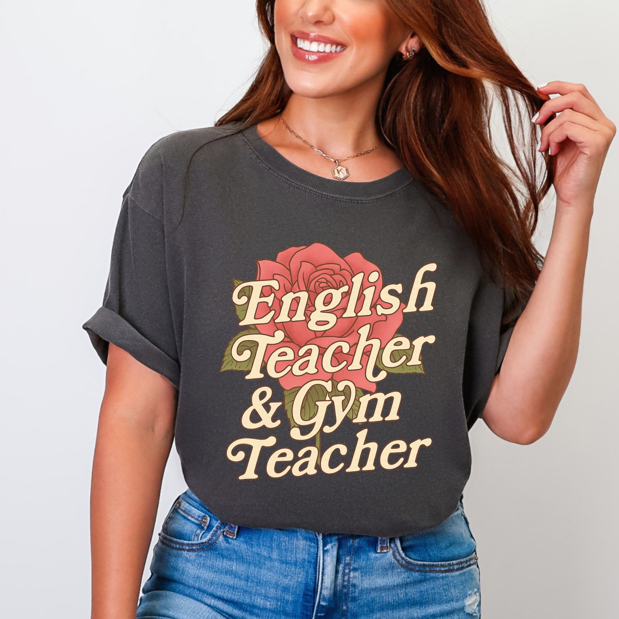 English Teacher + Gym Teacher Rose - Womens Garment Dyed Tee