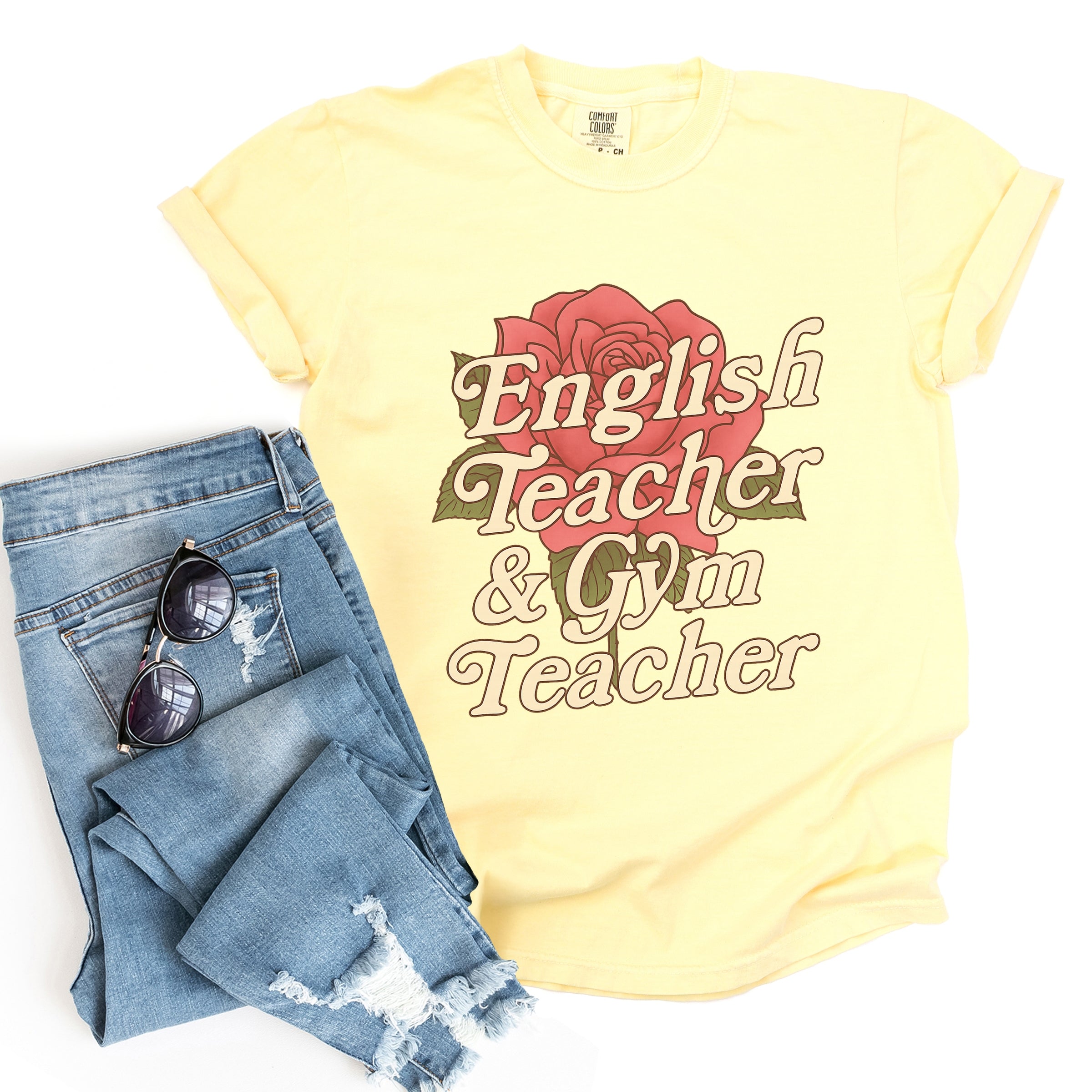 English Teacher + Gym Teacher Rose - Womens Garment Dyed Tee