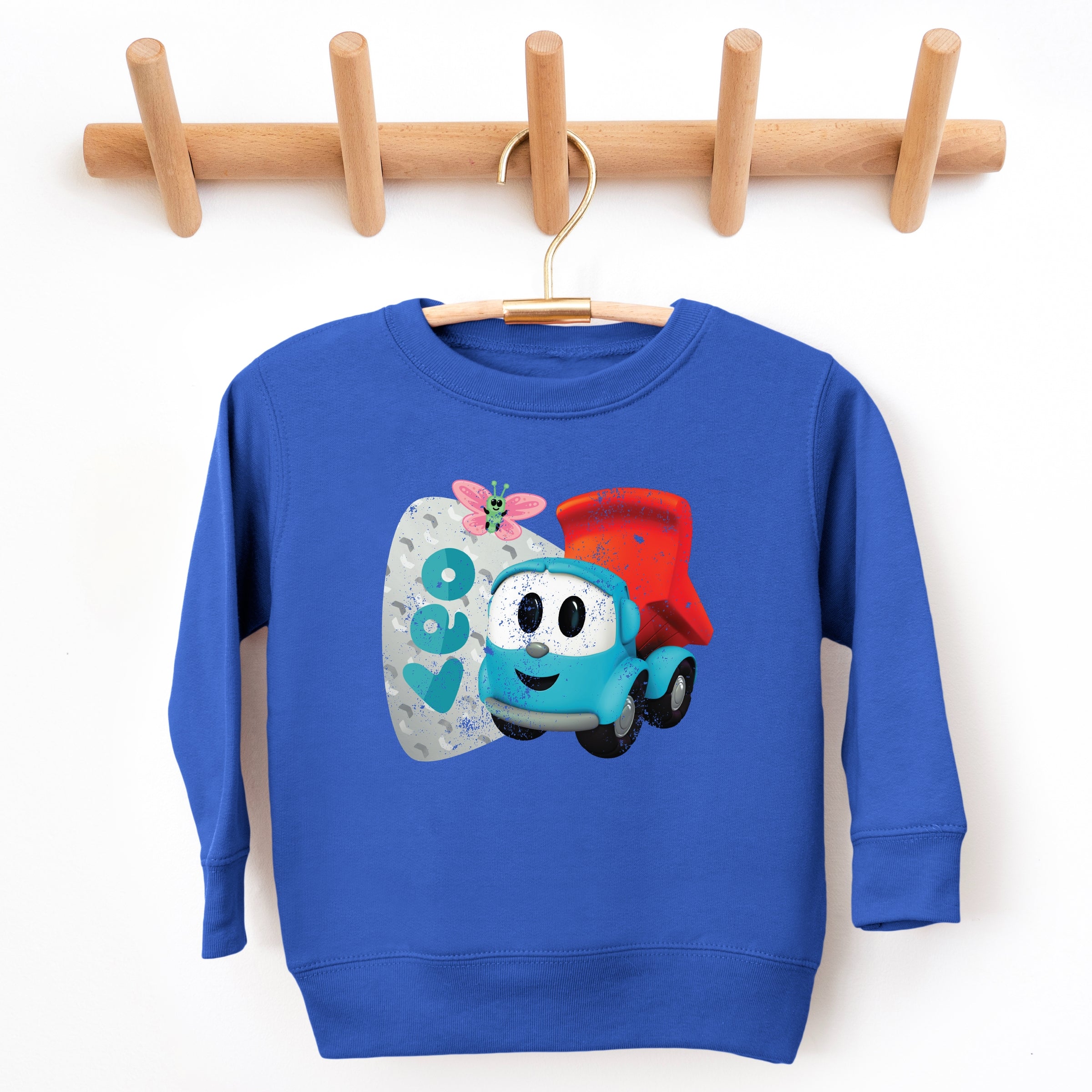 Leo the Truck Leo Name Distressed - Kids Toddler Graphic Sweatshirt