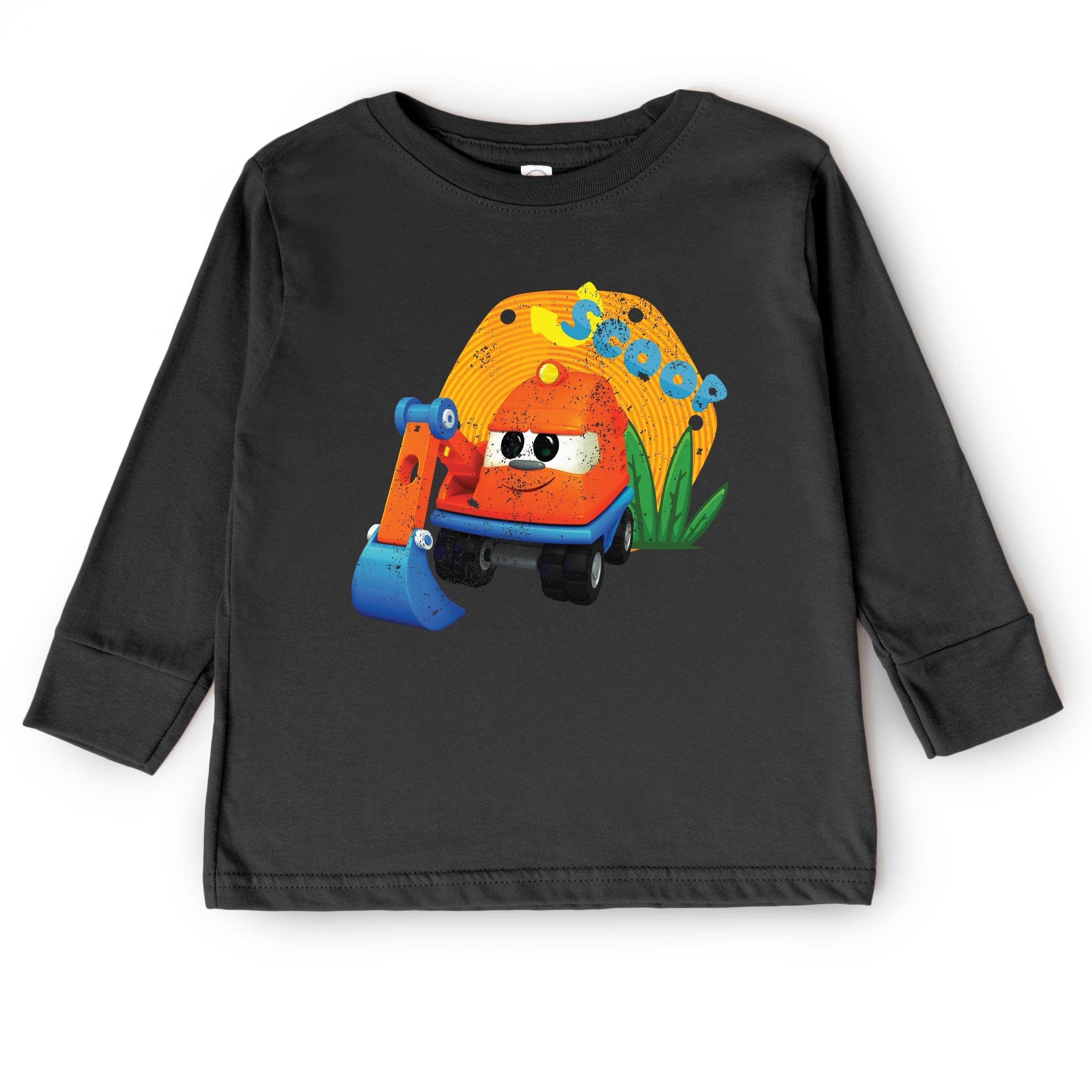Leo the Truck Scoop Name Distressed - Toddler Long Sleeve Graphic Tee