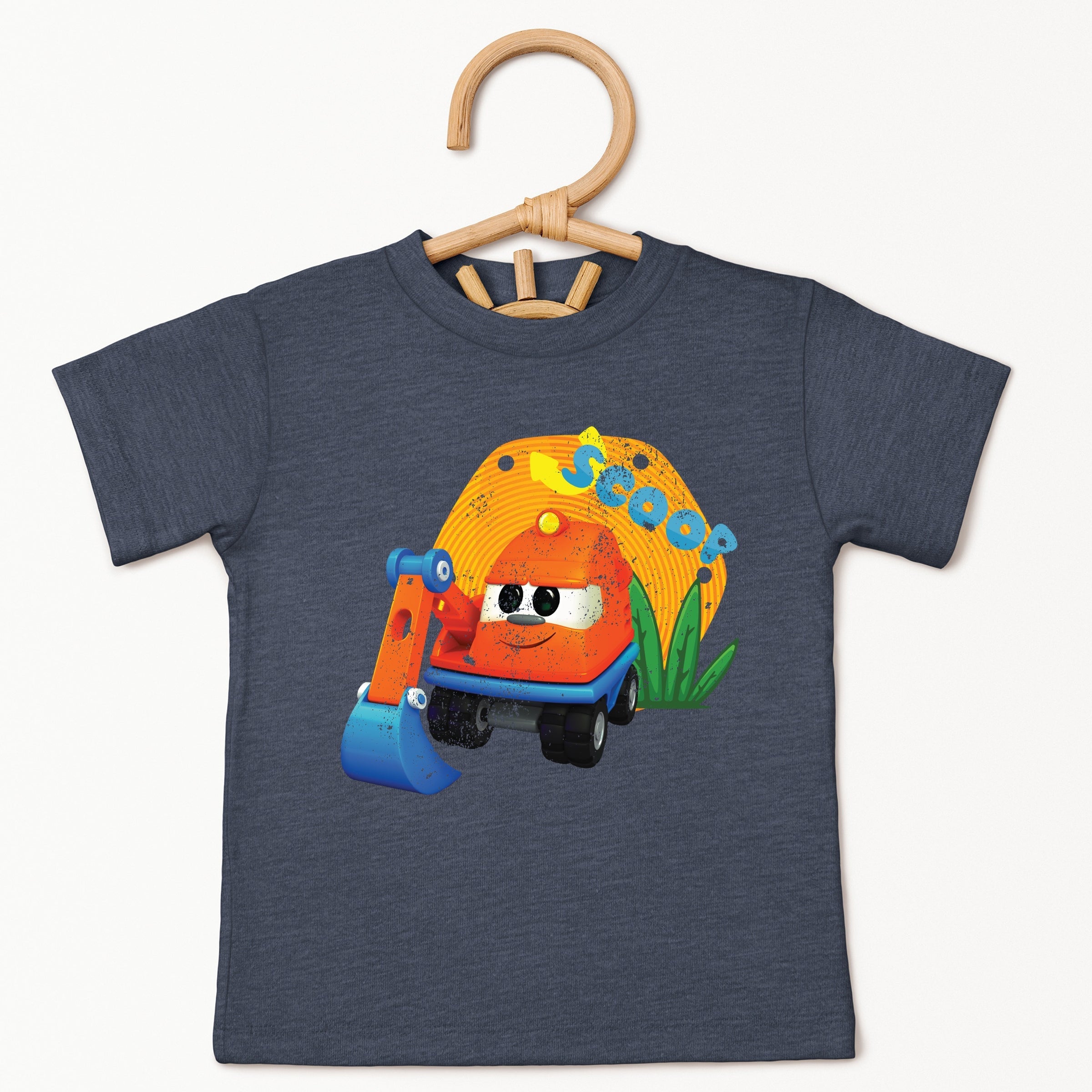 Leo the Truck Scoop Name Distressed - Toddler Short Sleeve Graphic T-Shirt