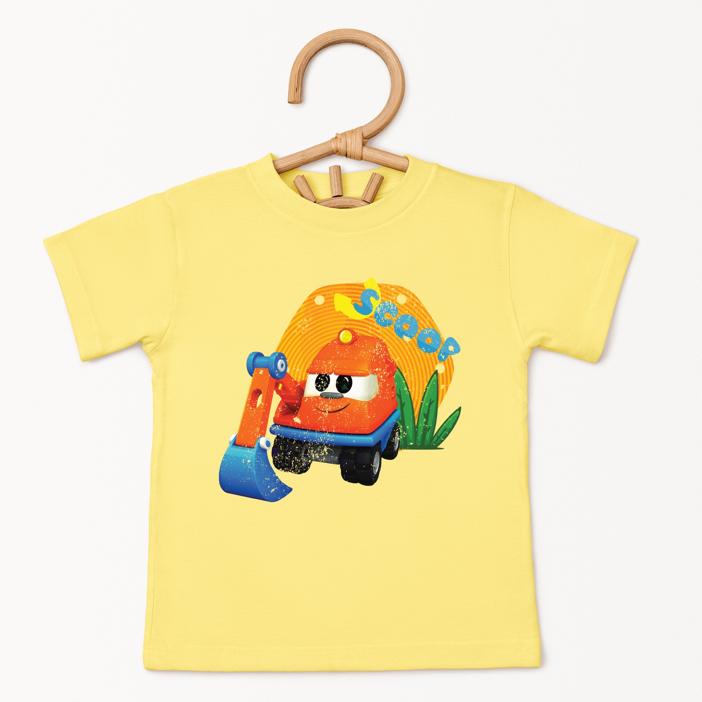 Leo the Truck Scoop Name Distressed - Toddler Short Sleeve Graphic T-Shirt