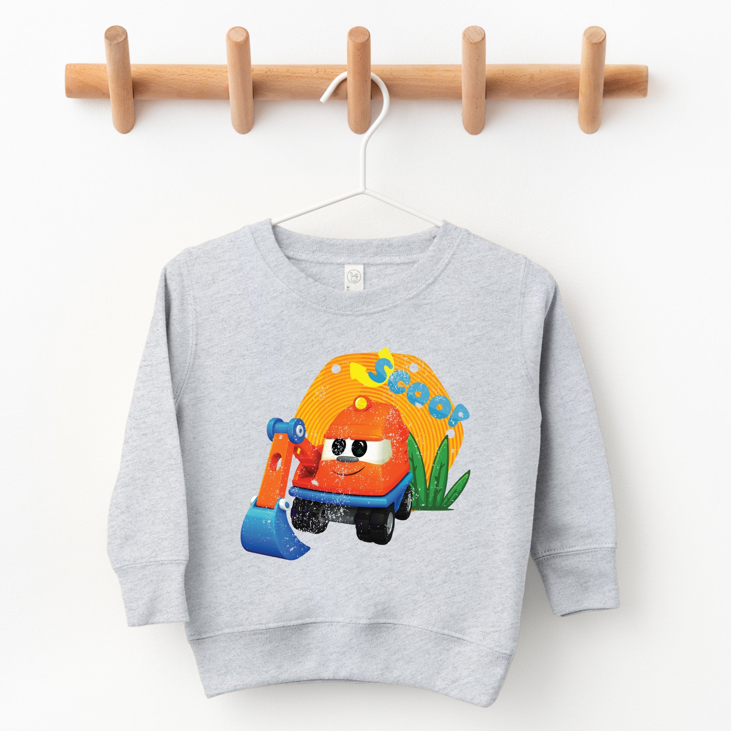 Leo the Truck Scoop Name Distressed - Toddler Graphic Sweatshirt