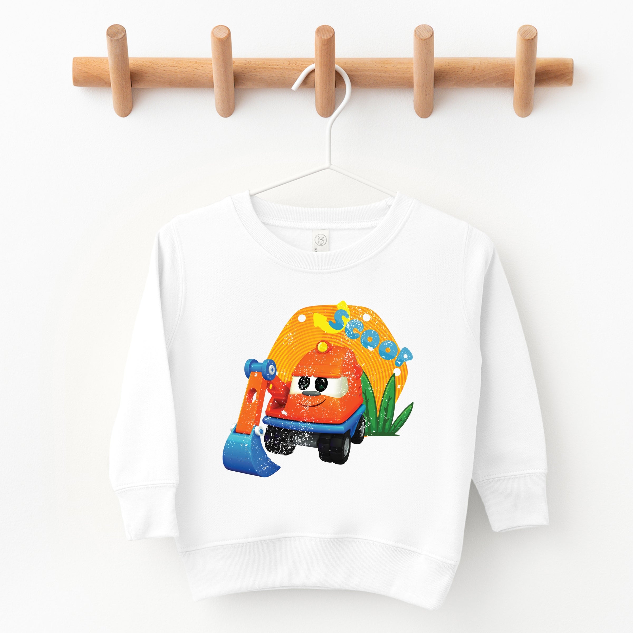 Leo the Truck Scoop Name Distressed - Toddler Graphic Sweatshirt