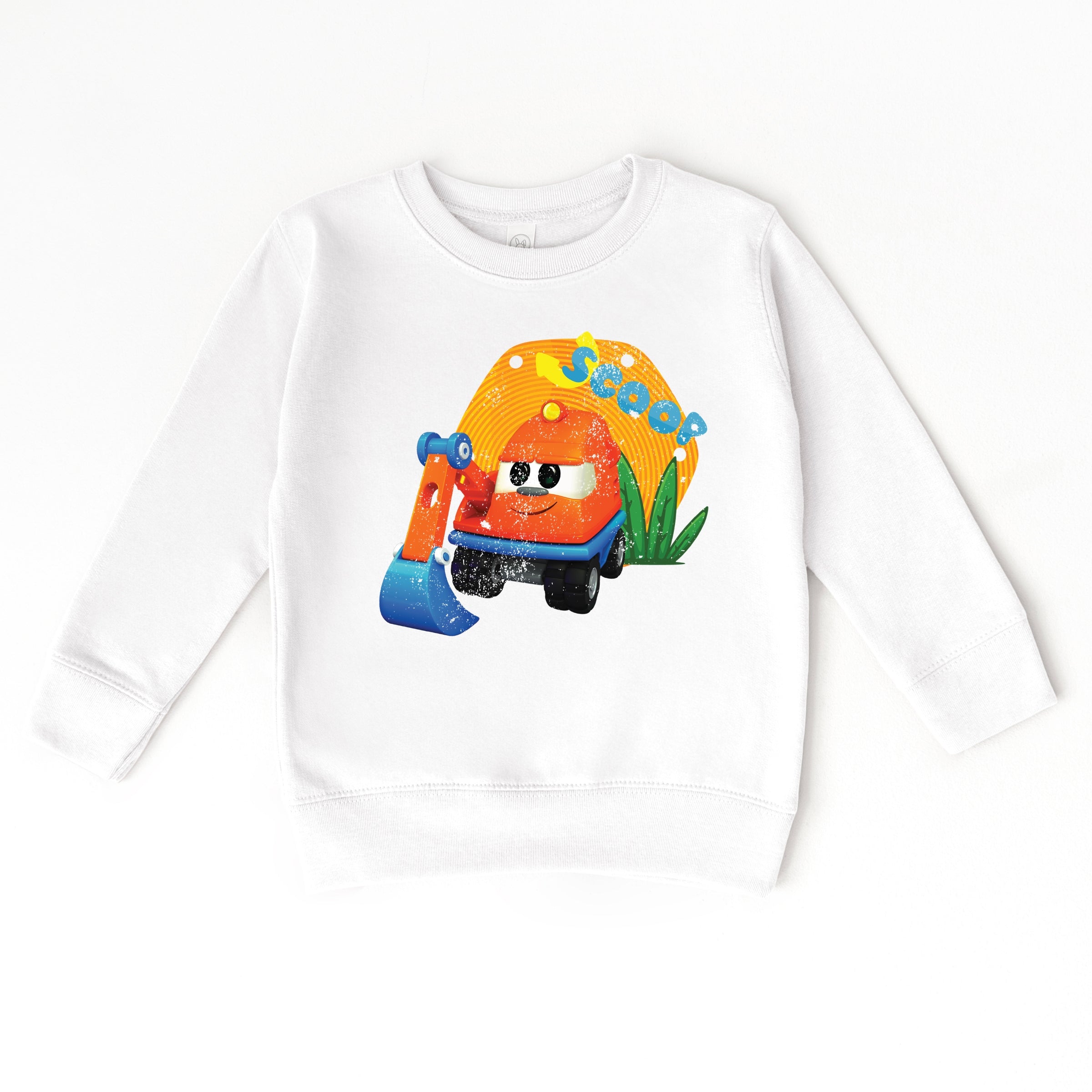 Leo the Truck Scoop Name Distressed - Toddler Graphic Sweatshirt