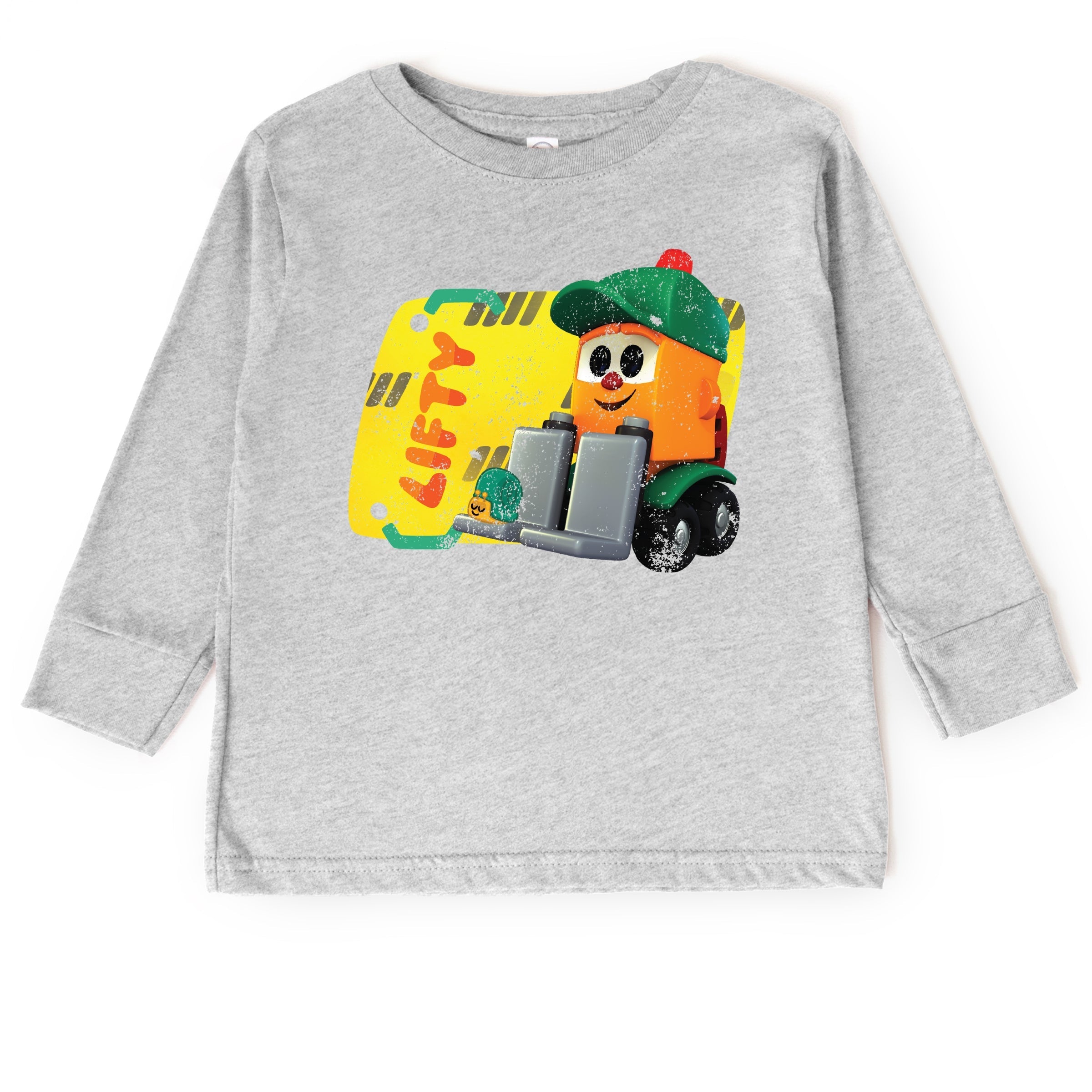 Leo the Truck Lifty Name Distressed - Toddler Long Sleeve Graphic Tee