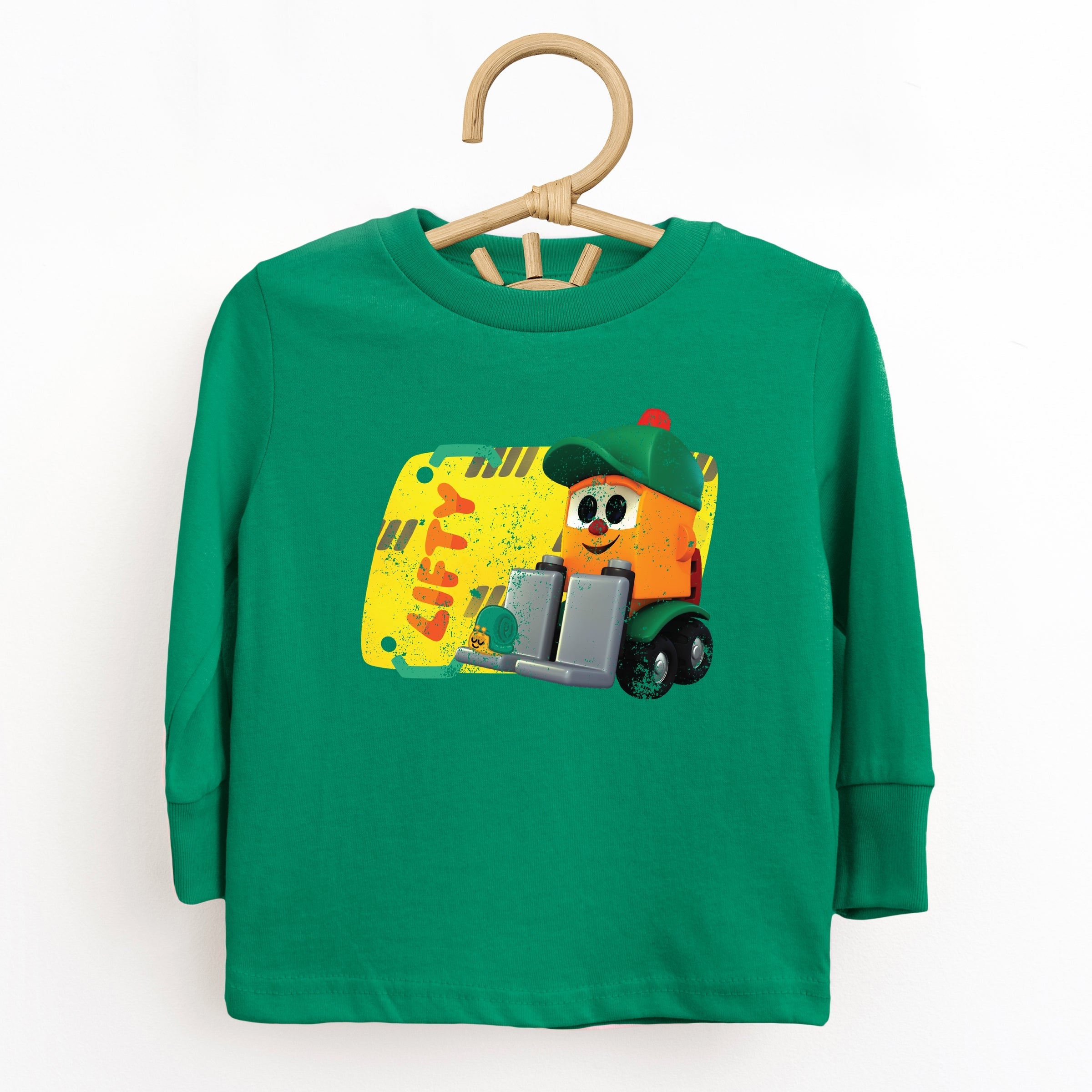 Leo the Truck Lifty Name Distressed - Toddler Long Sleeve Graphic Tee