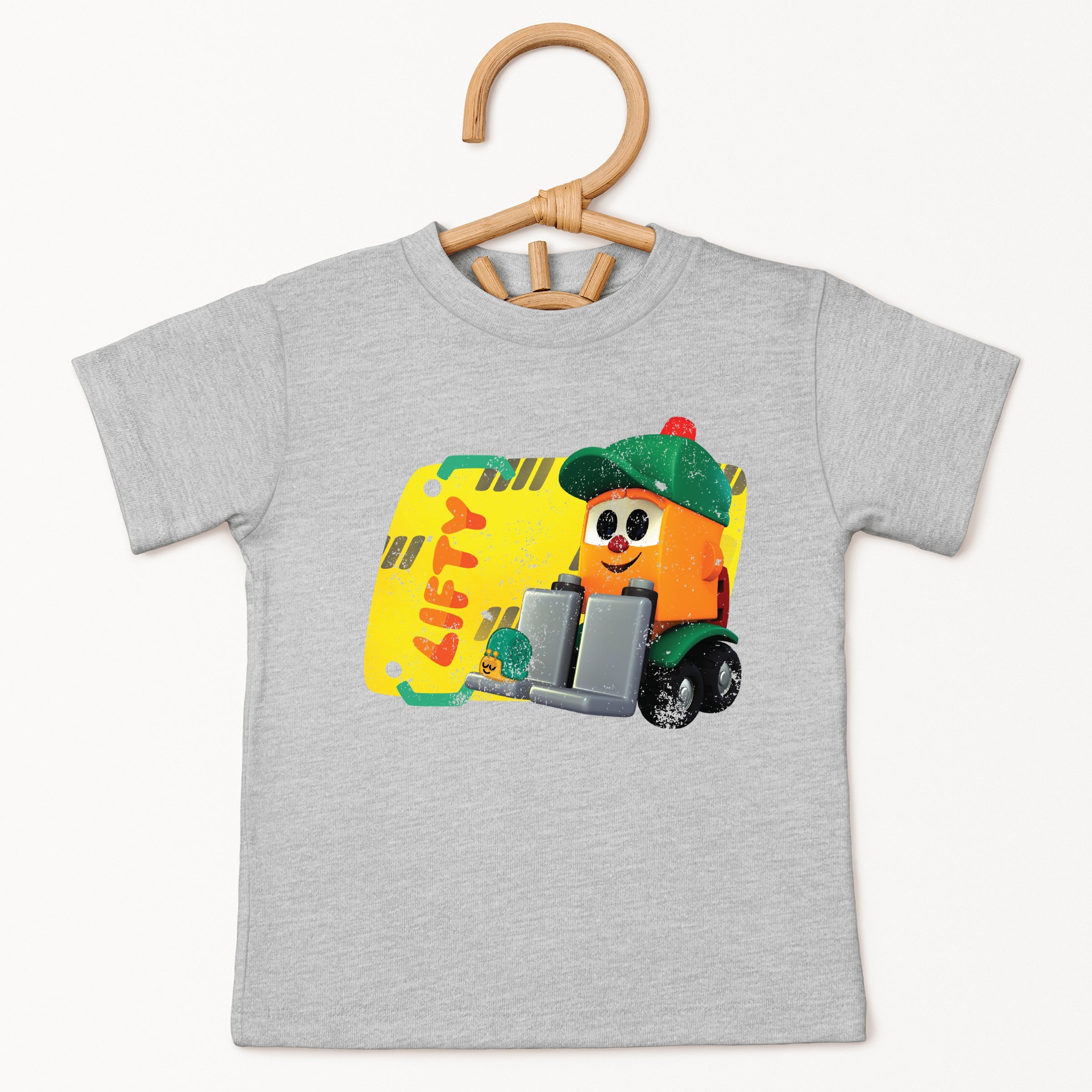 Leo the Truck Lifty Name Distressed - Toddler Short Sleeve Graphic T-Shirt