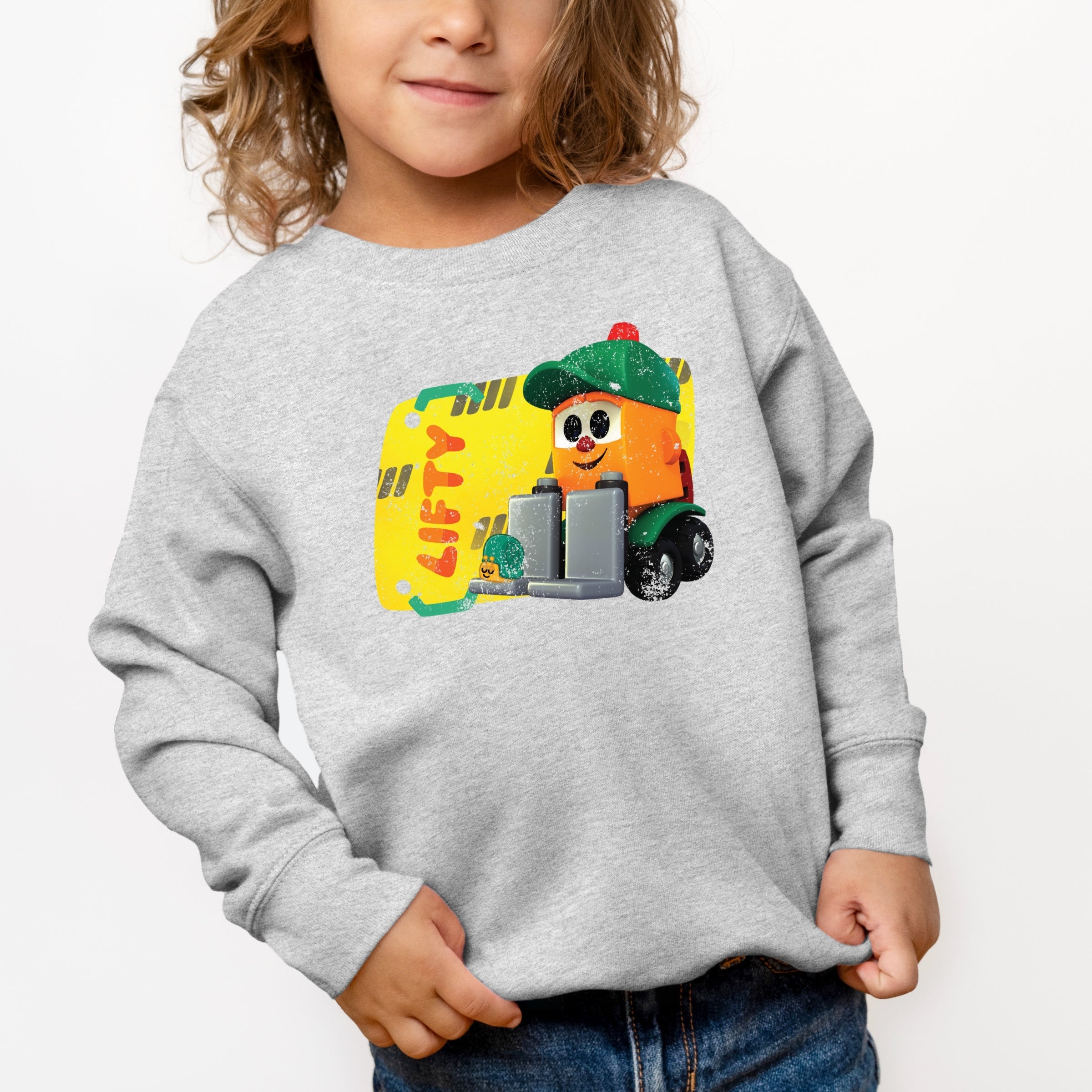 Leo the Truck Lifty Name Distressed - Toddler Graphic Sweatshirt