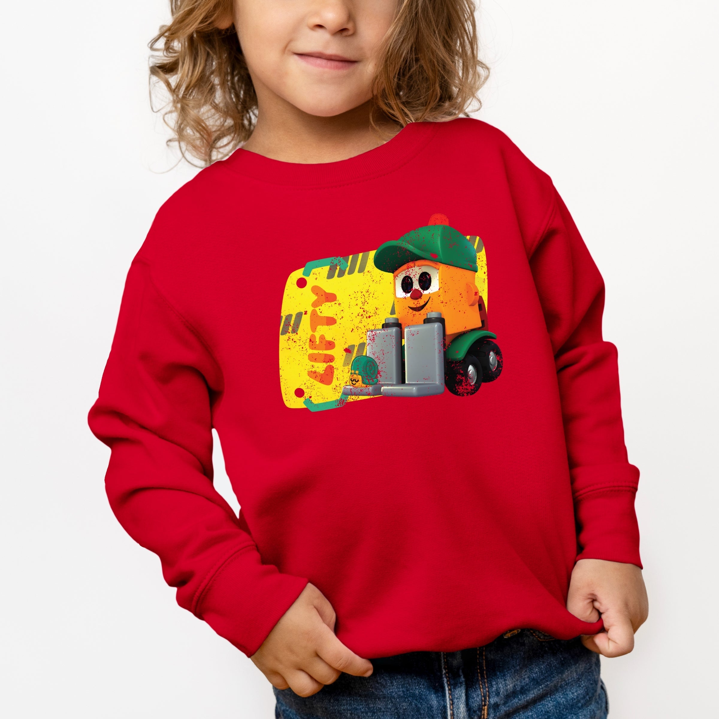 Leo the Truck Lifty Name Distressed - Toddler Graphic Sweatshirt