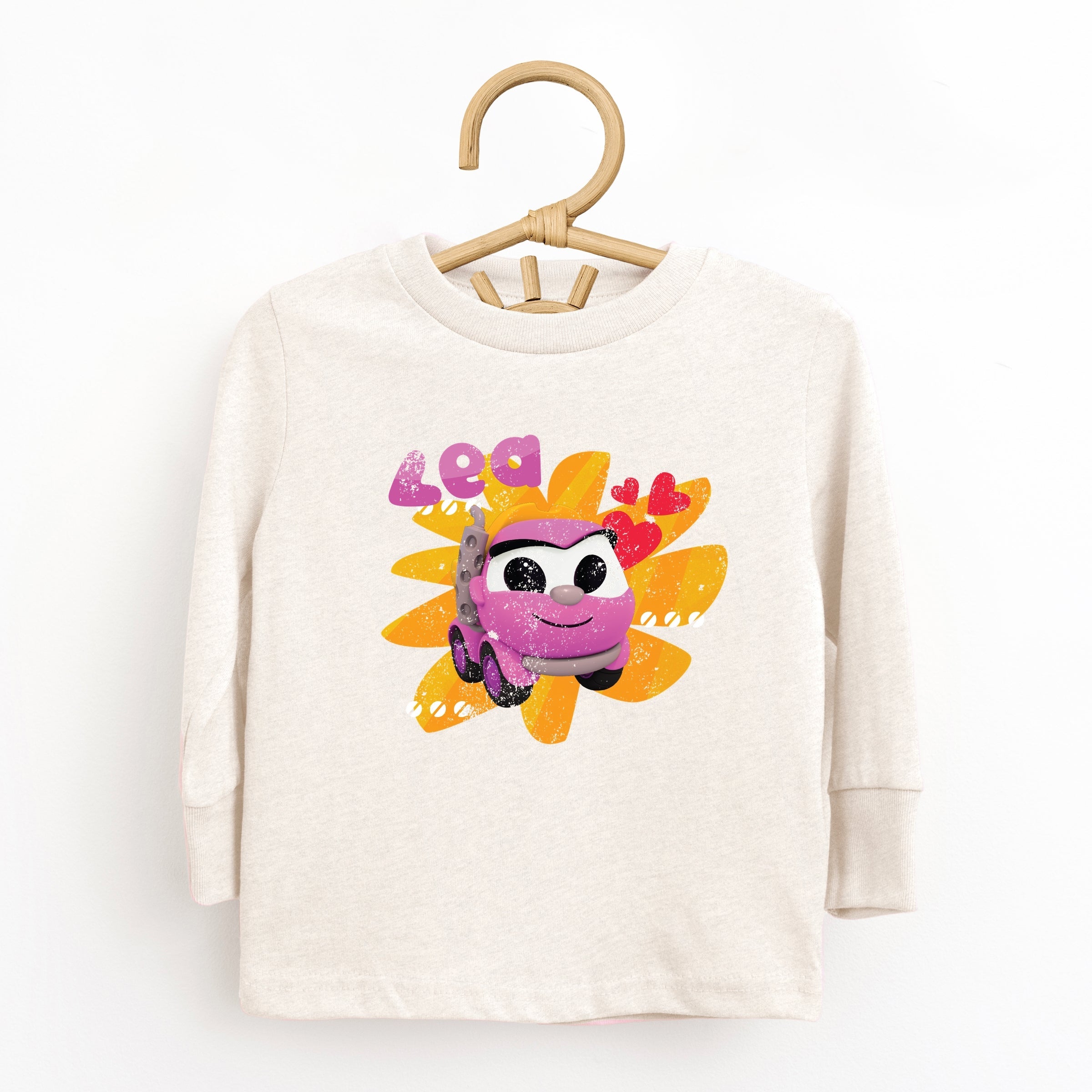 Leo the Truck Lea Name Distressed - Kids Toddler Long Sleeve Graphic Tee