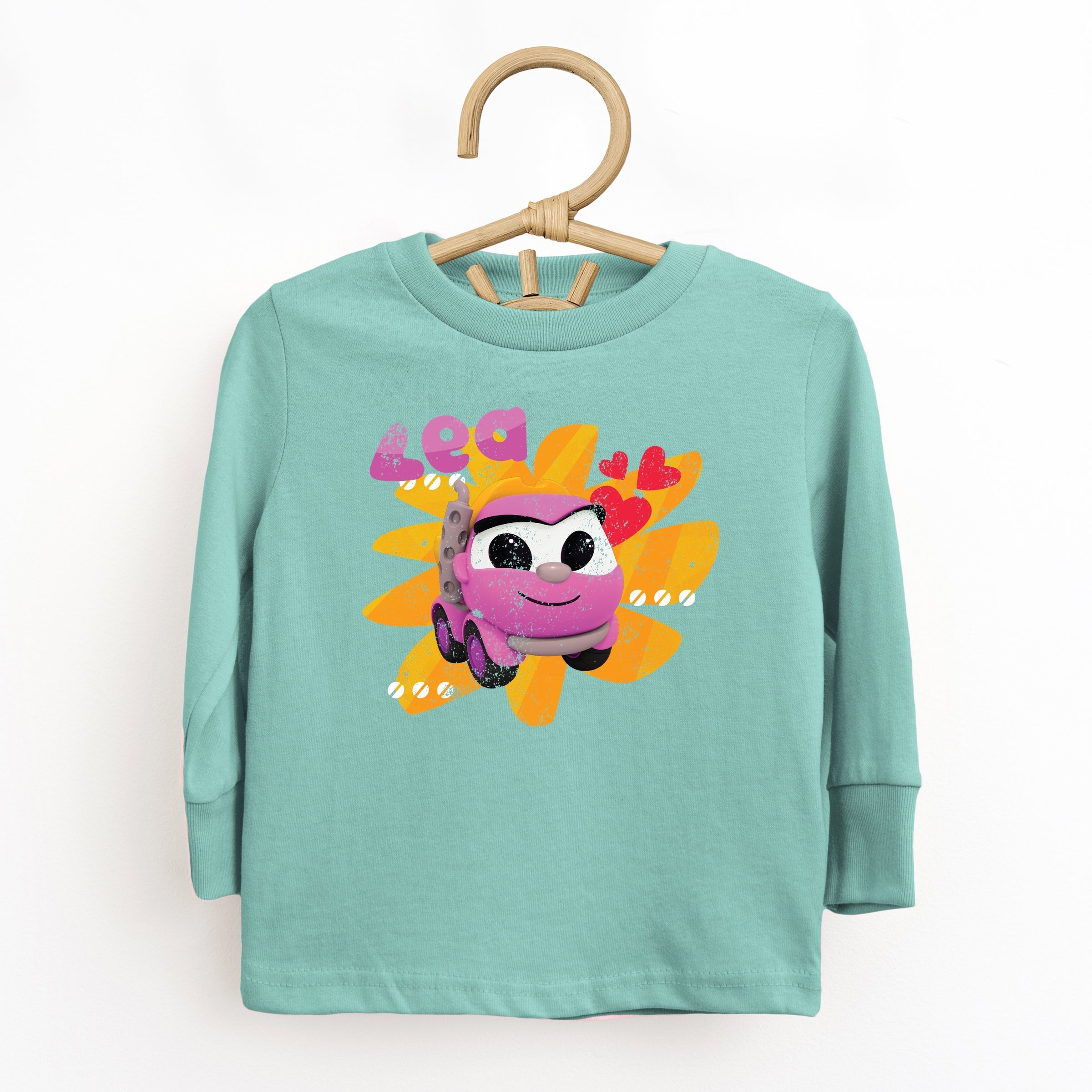 Leo the Truck Lea Name Distressed - Kids Toddler Long Sleeve Graphic Tee
